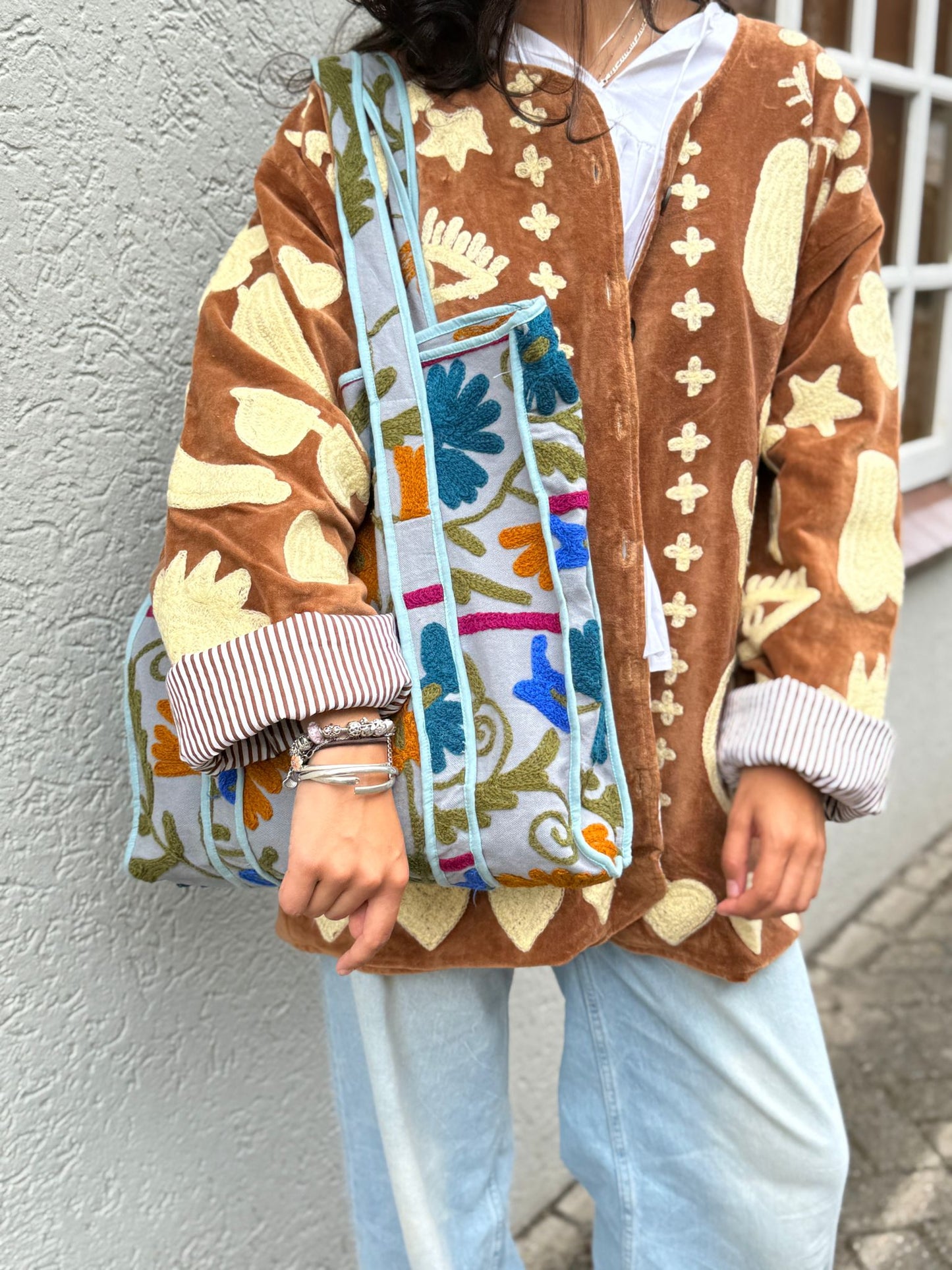 Velvet Jacket DREAM brown pastelgeel