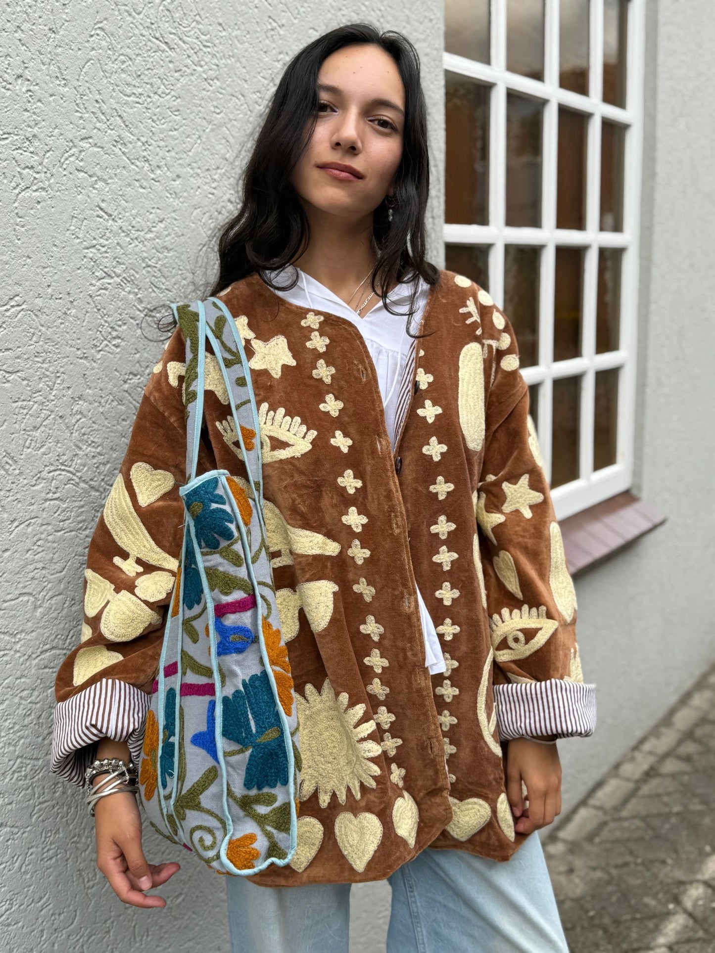 Velvet Jacket DREAM brown pastelgeel