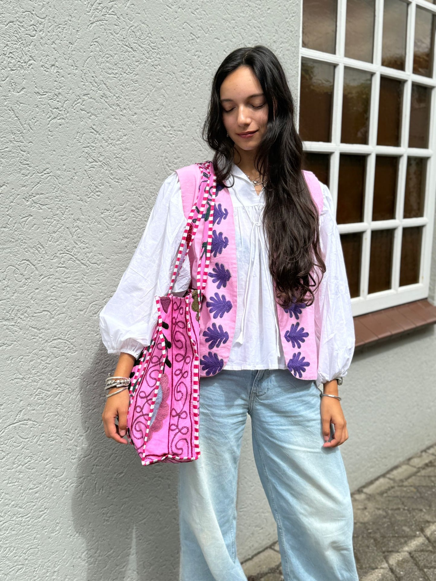 Suzani cotton gilet Snake purple