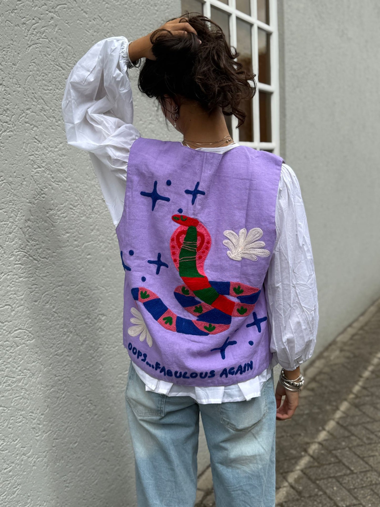 Suzani cotton gilet Snake purple