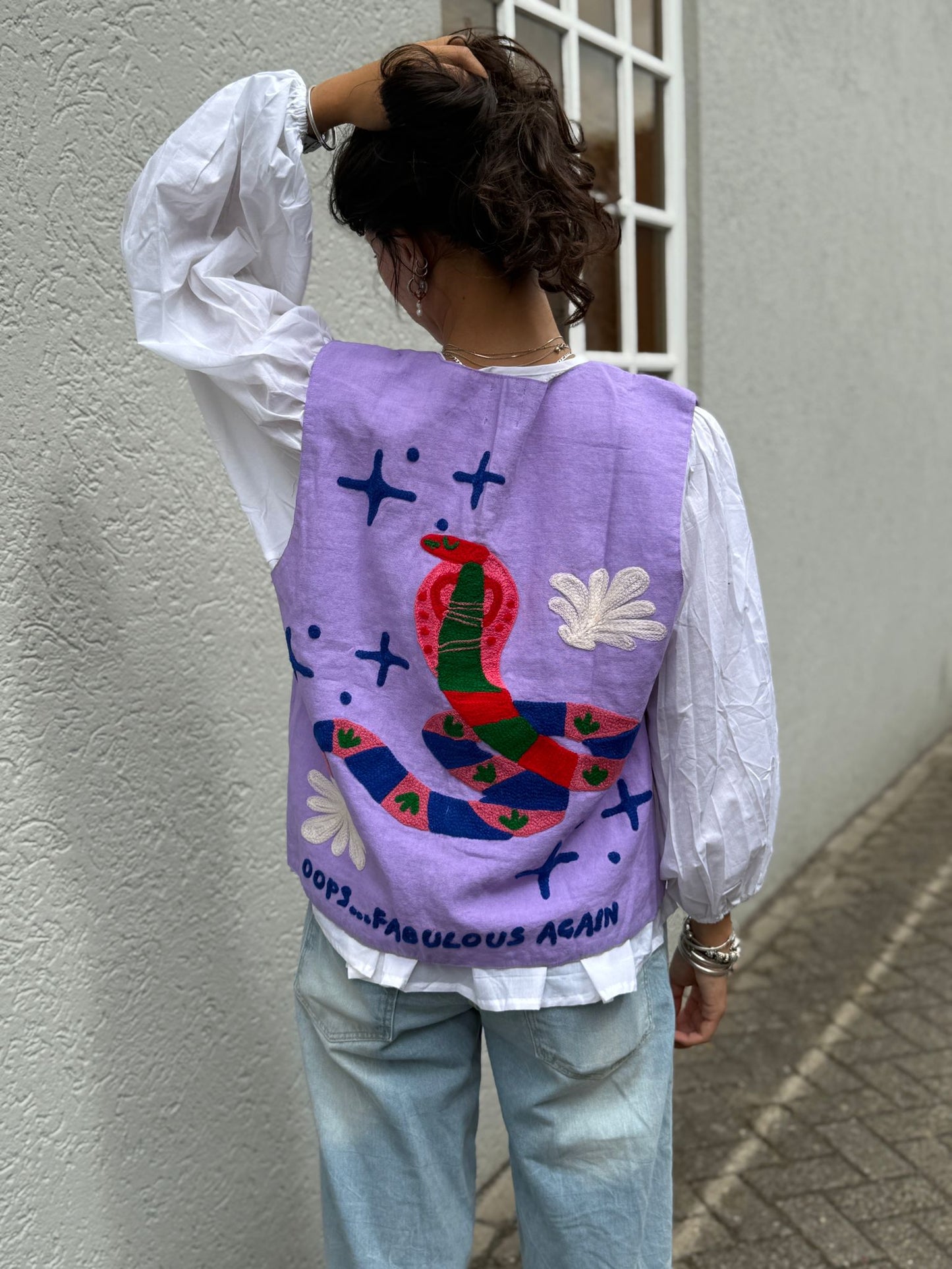 Suzani cotton gilet Snake purple