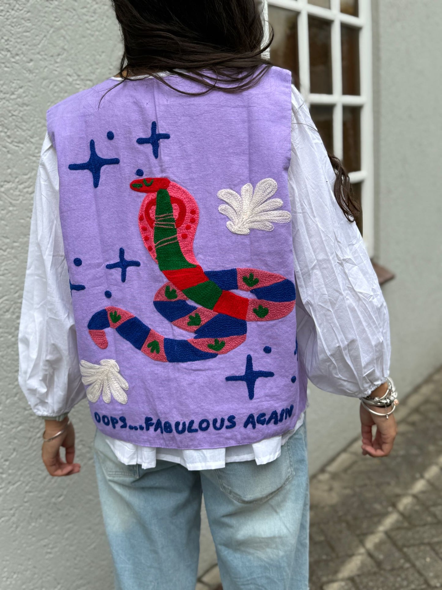 Suzani cotton gilet Snake purple