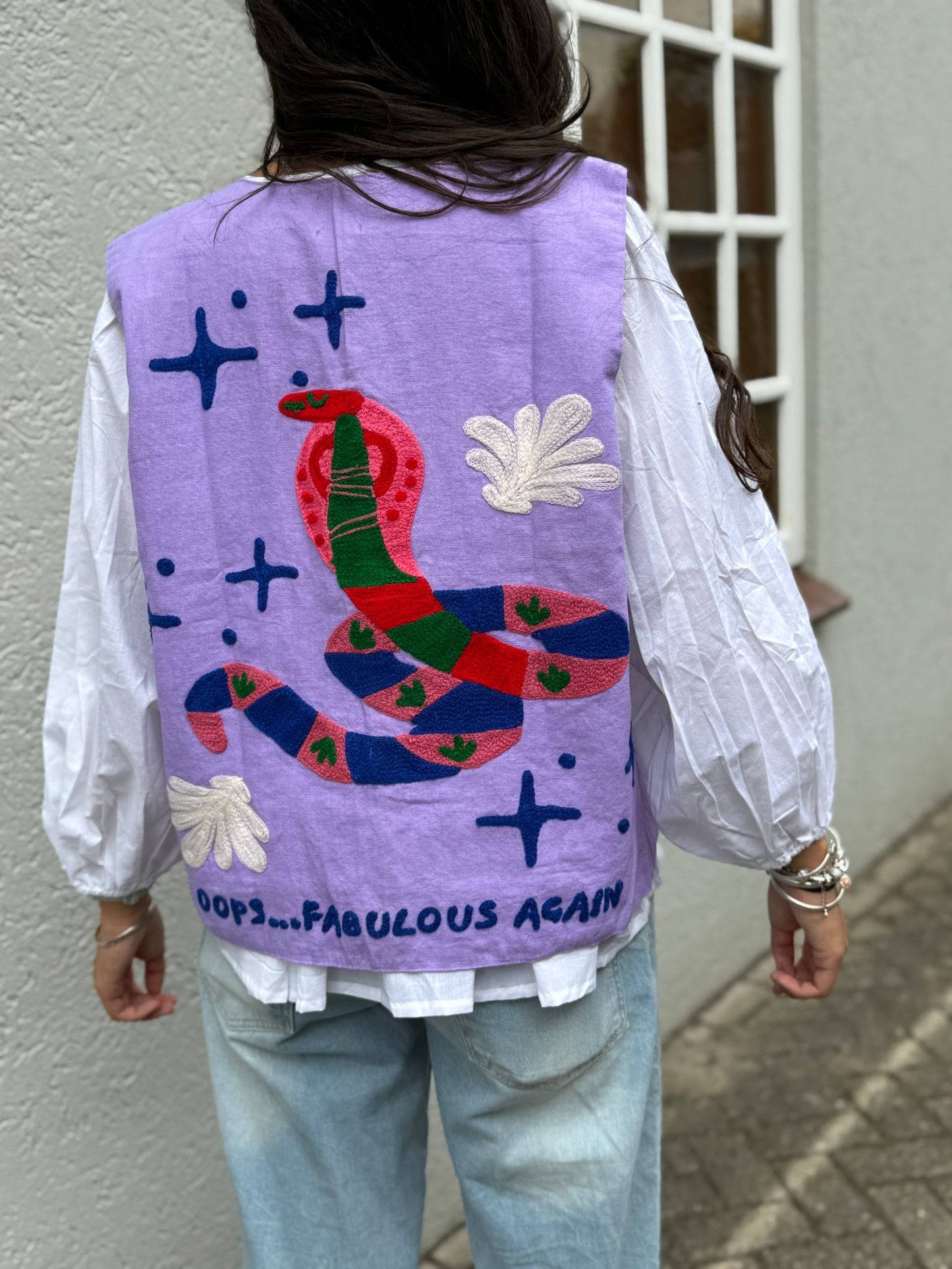 Suzani cotton gilet Snake purple