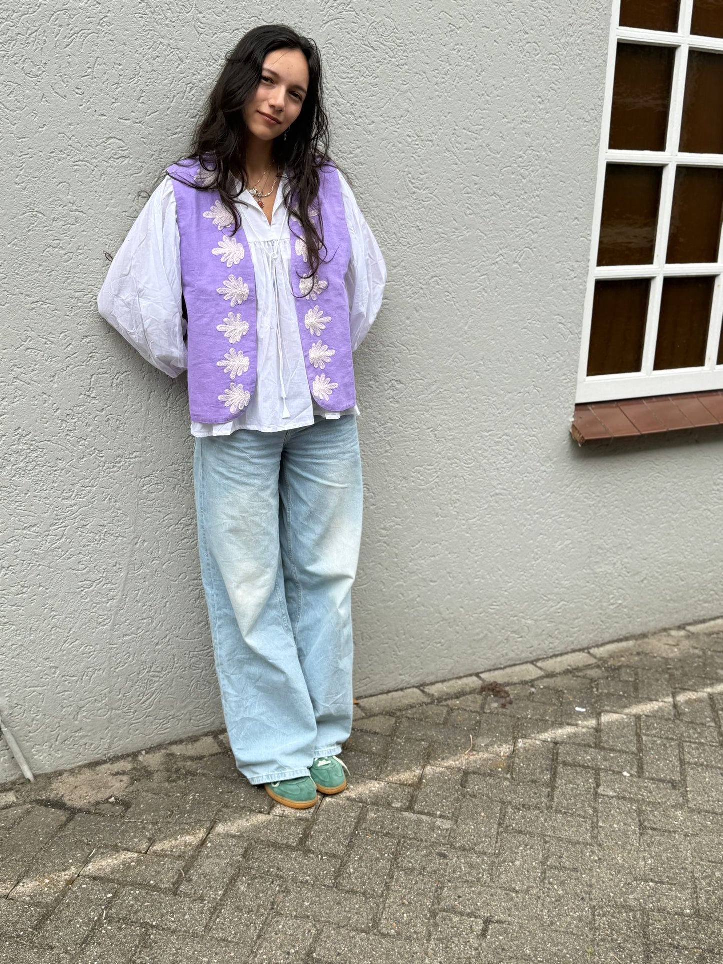 Suzani cotton gilet Snake purple