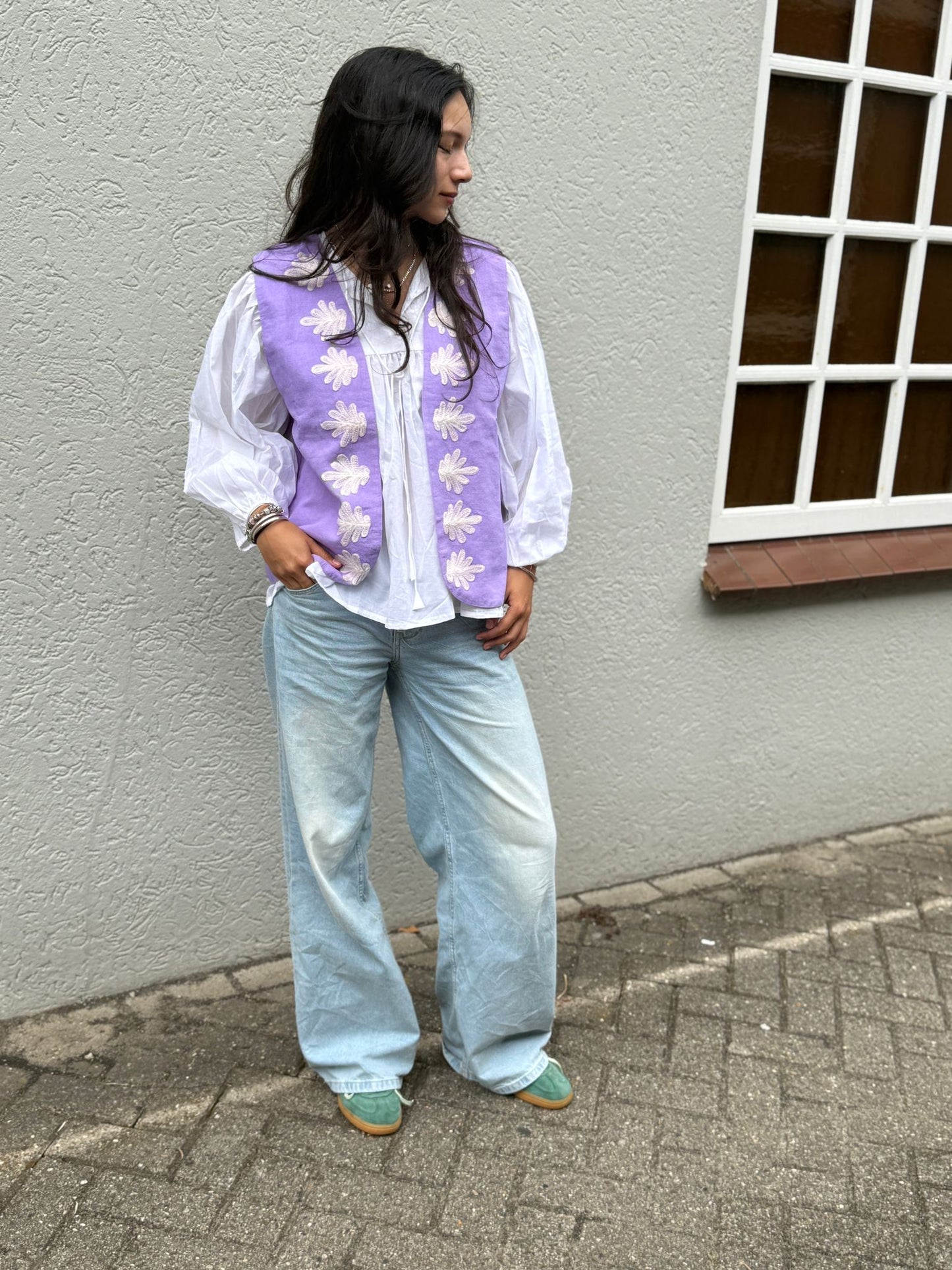 Suzani cotton gilet Snake purple