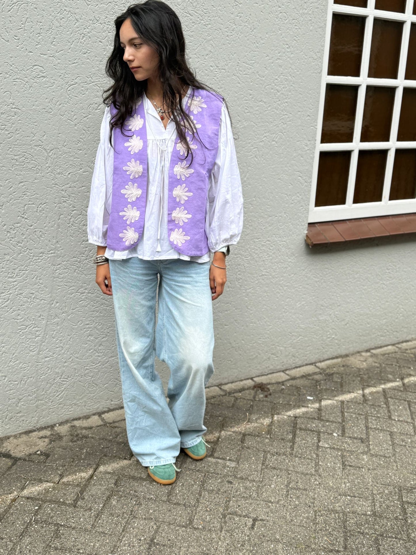 Suzani cotton gilet Snake purple