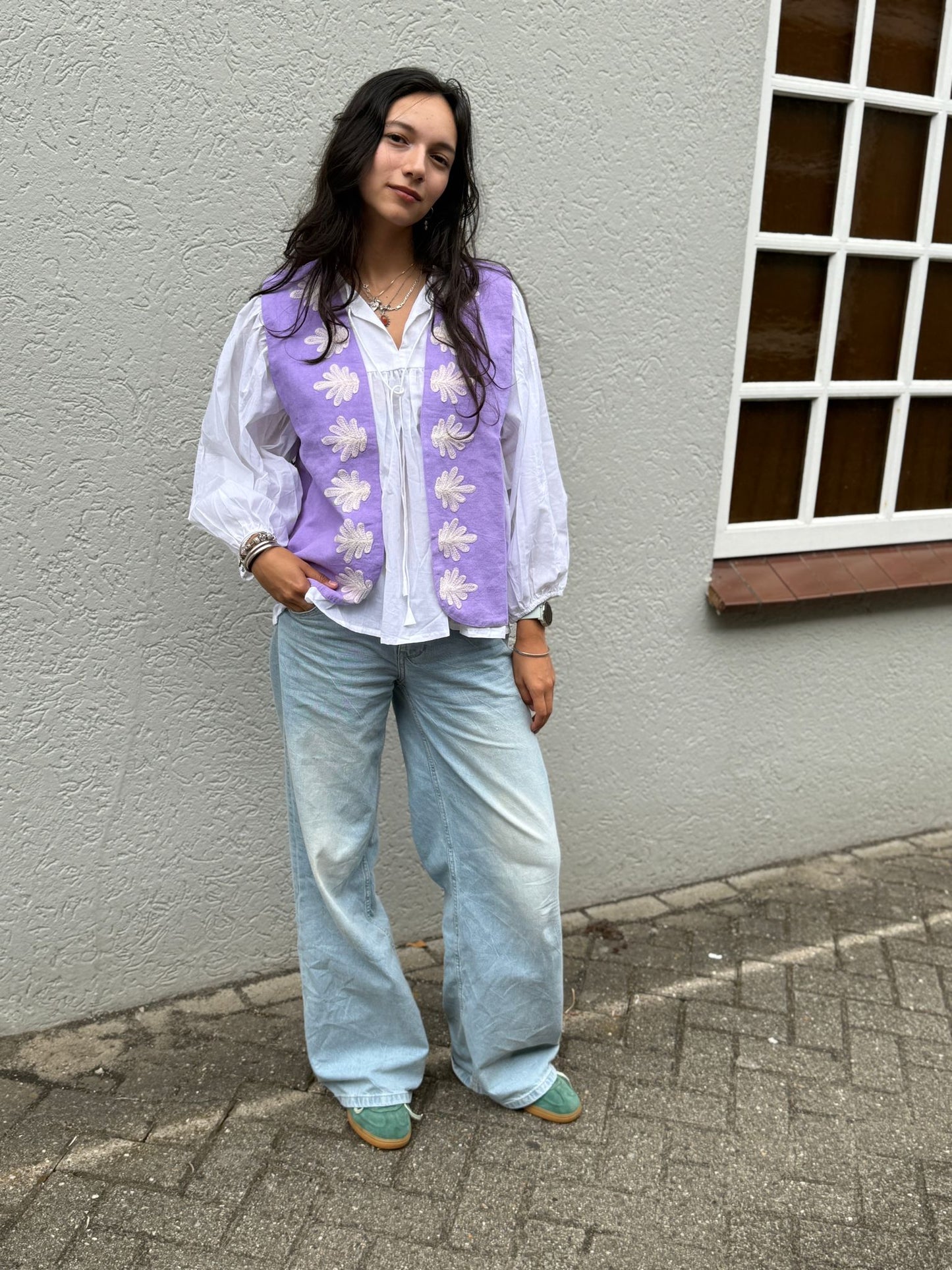 Suzani cotton gilet Snake purple