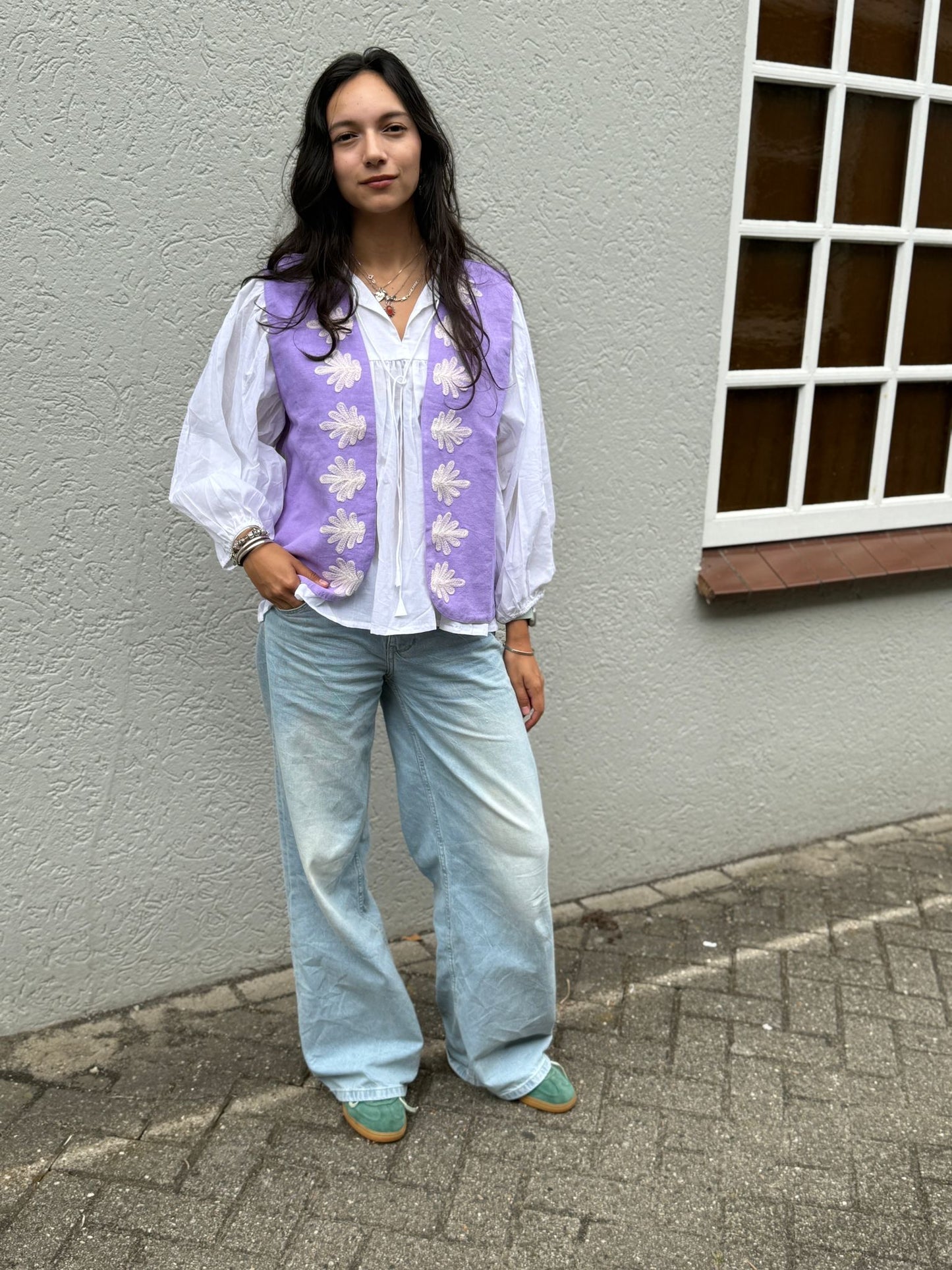 Suzani cotton gilet Snake purple