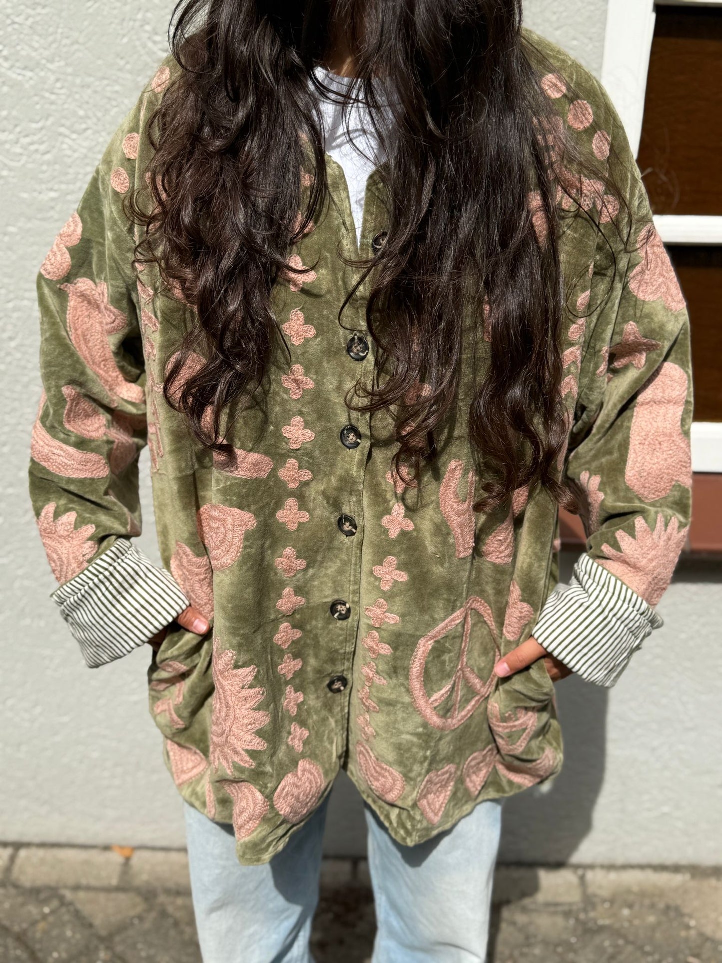 Velvet Jacket DREAM green pink