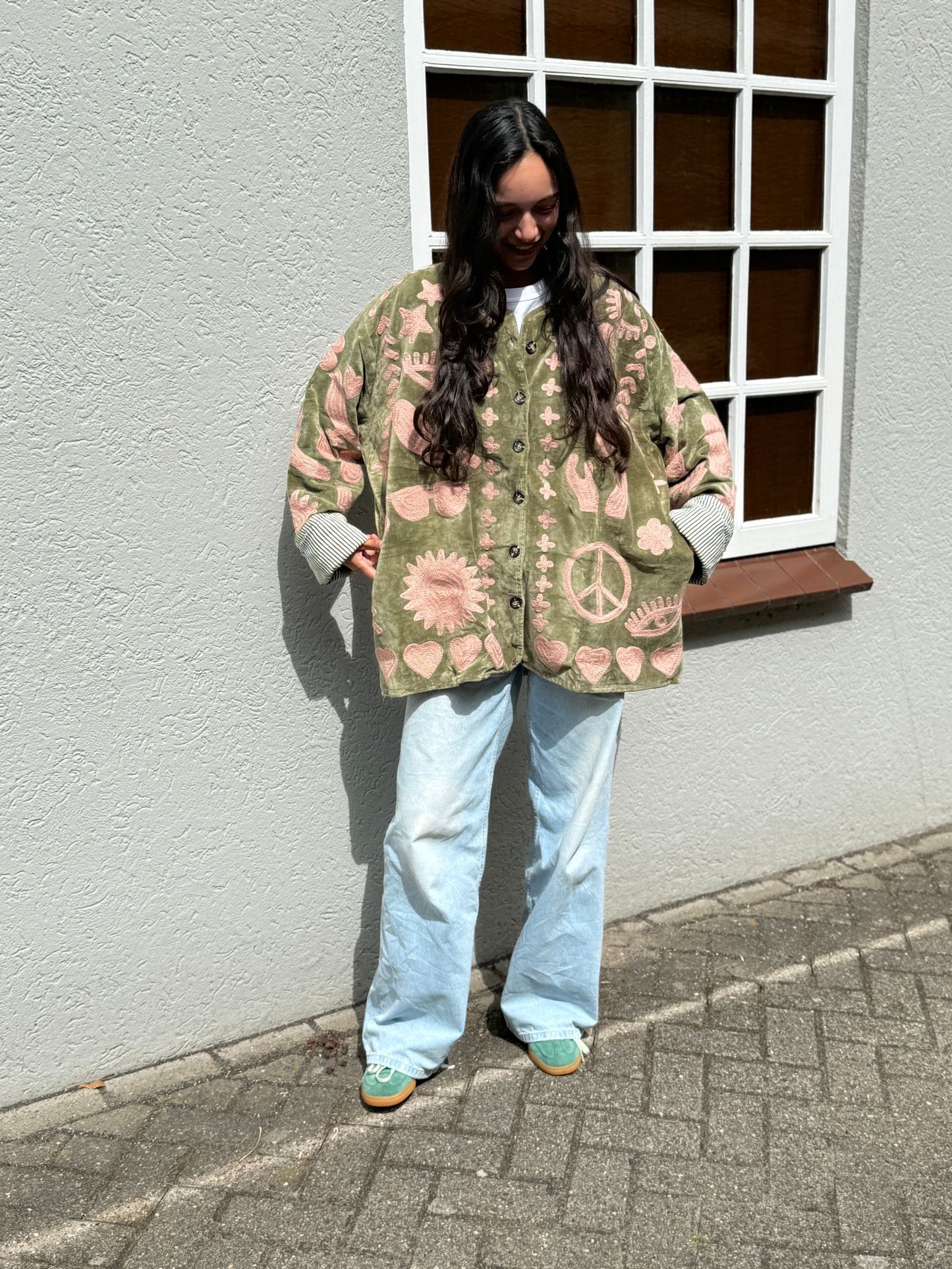 Velvet Jacket DREAM green pink