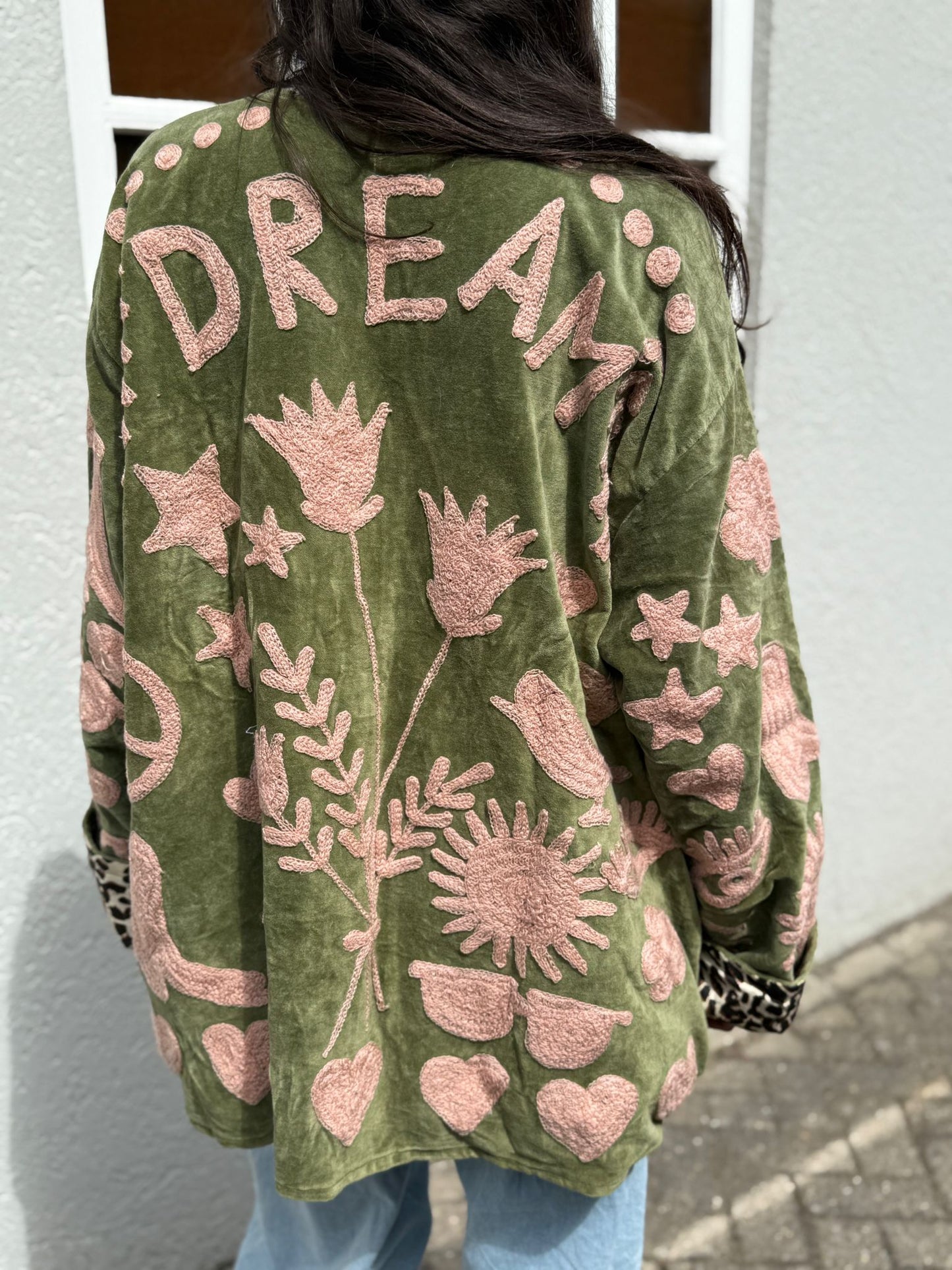 Velvet Jacket DREAM green pink