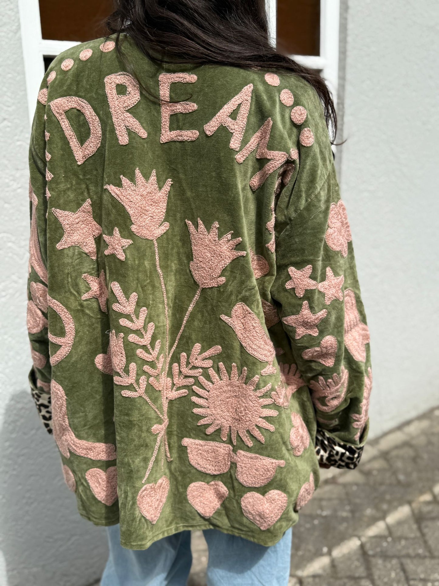 Velvet Jacket DREAM green pink