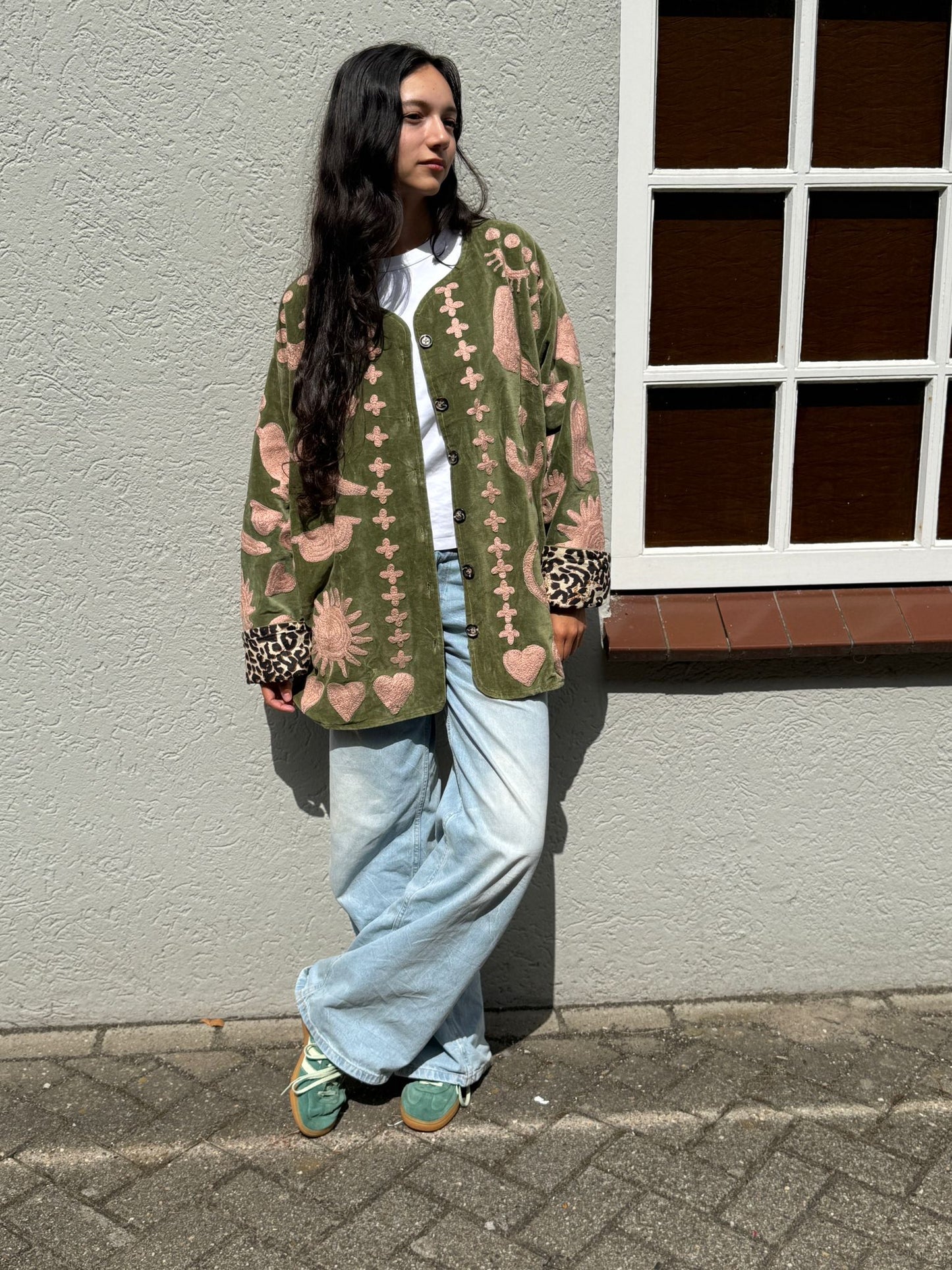 Velvet Jacket DREAM green pink