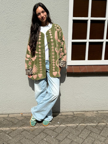 Velvet Jacket DREAM green pink