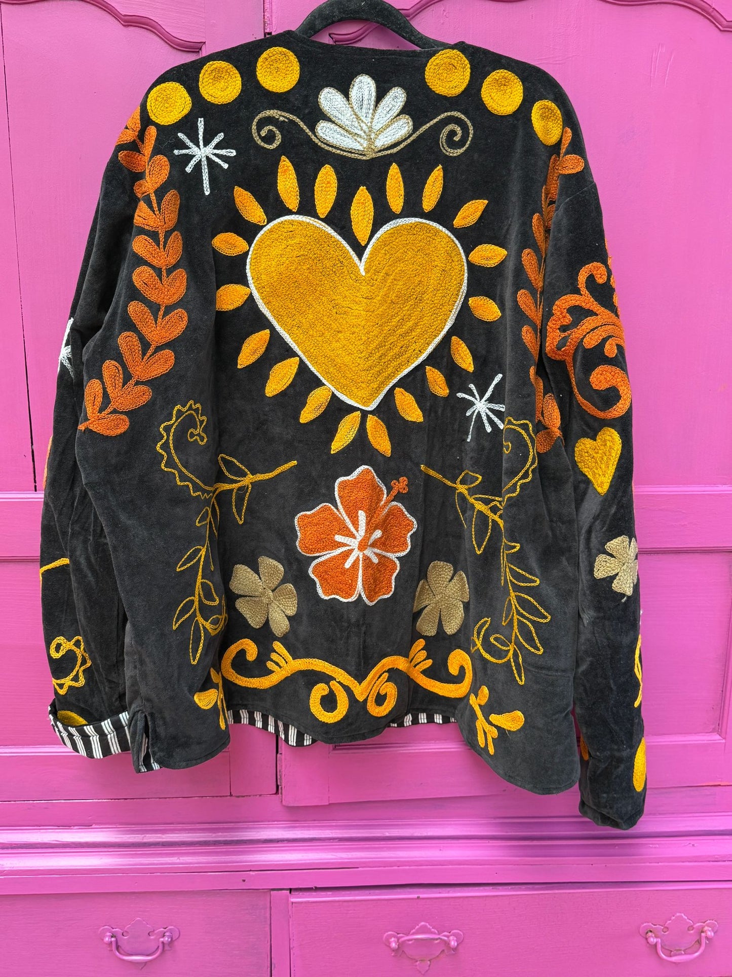 Velvet Jacket black orange yellow