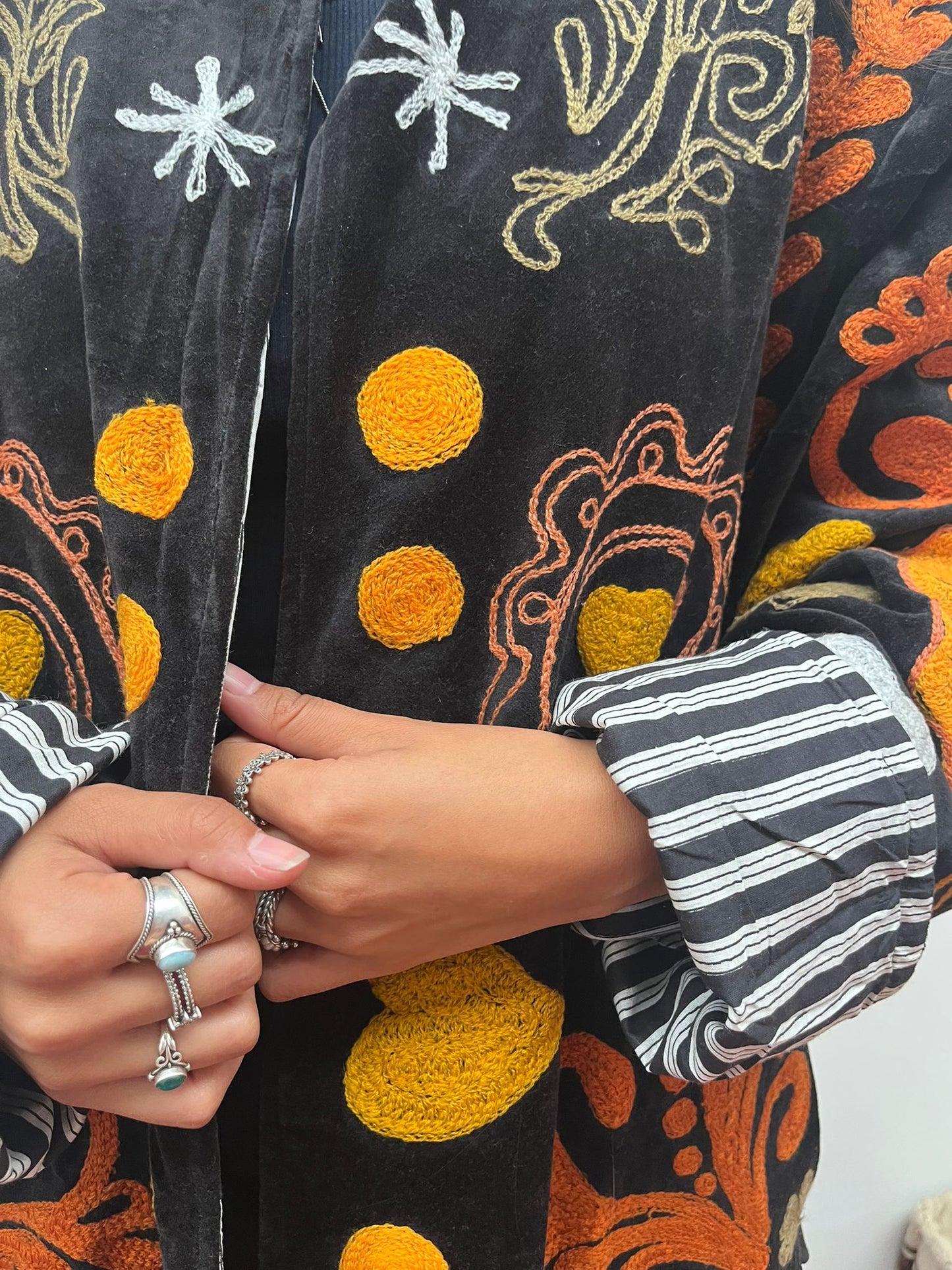 Velvet Jacket black orange yellow