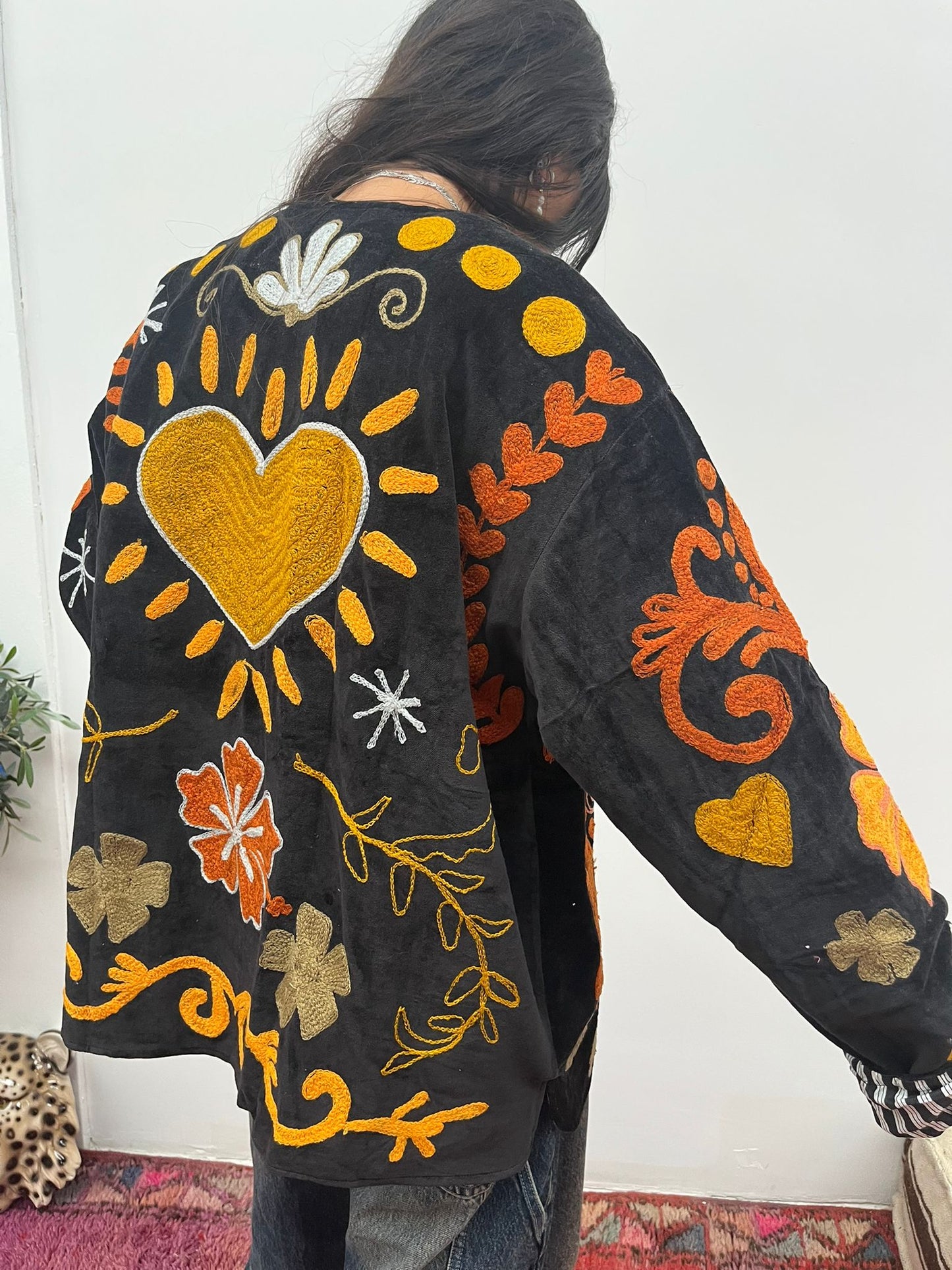 Velvet Jacket black orange yellow