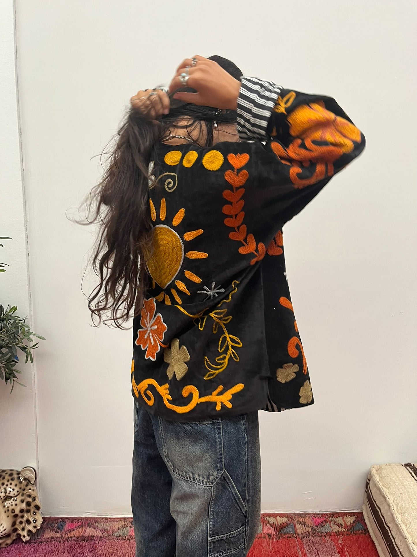 Velvet Jacket black orange yellow