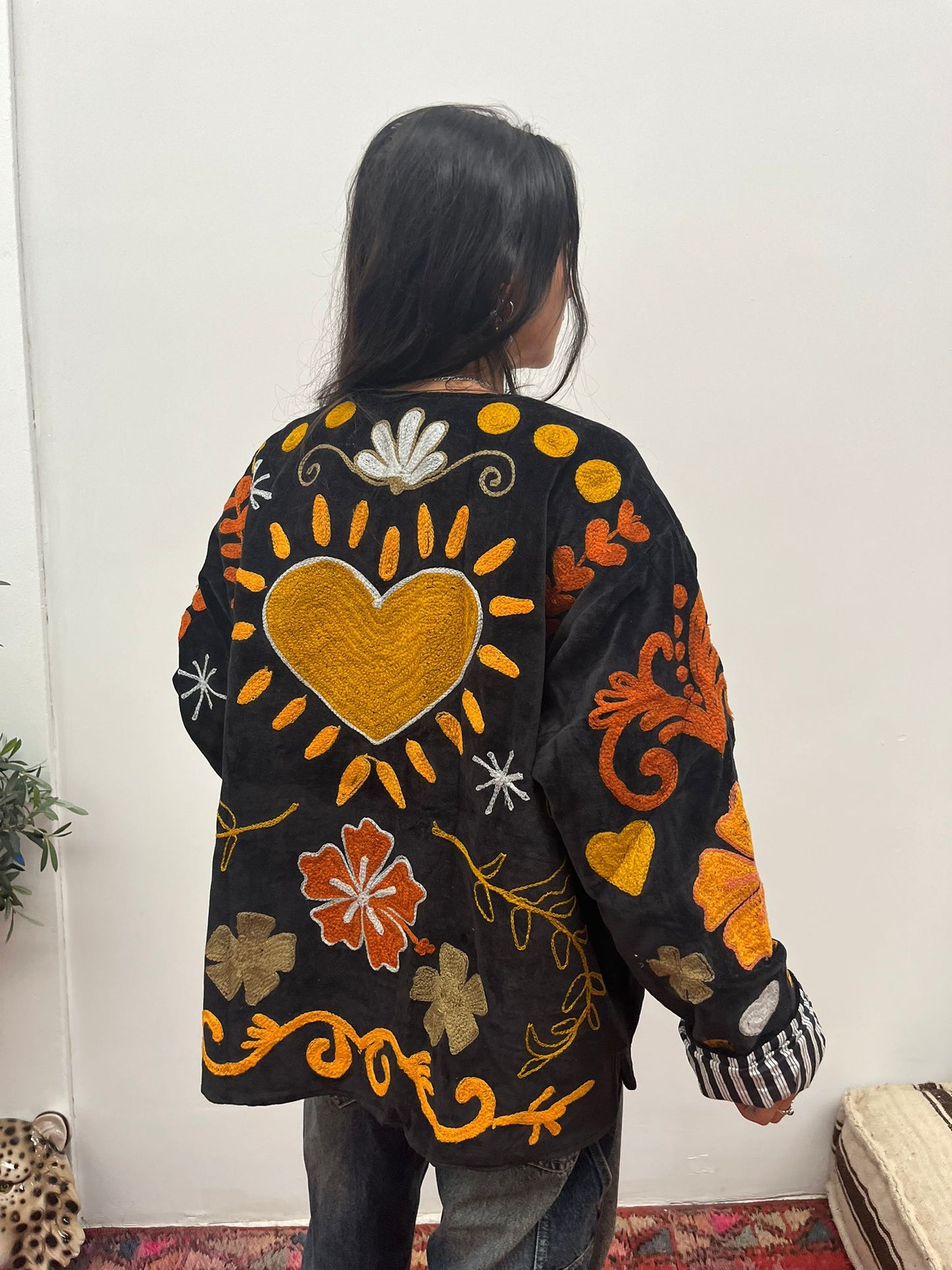 Velvet Jacket black orange yellow