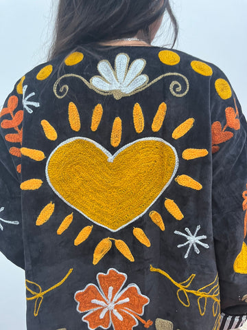 Velvet Jacket black orange yellow
