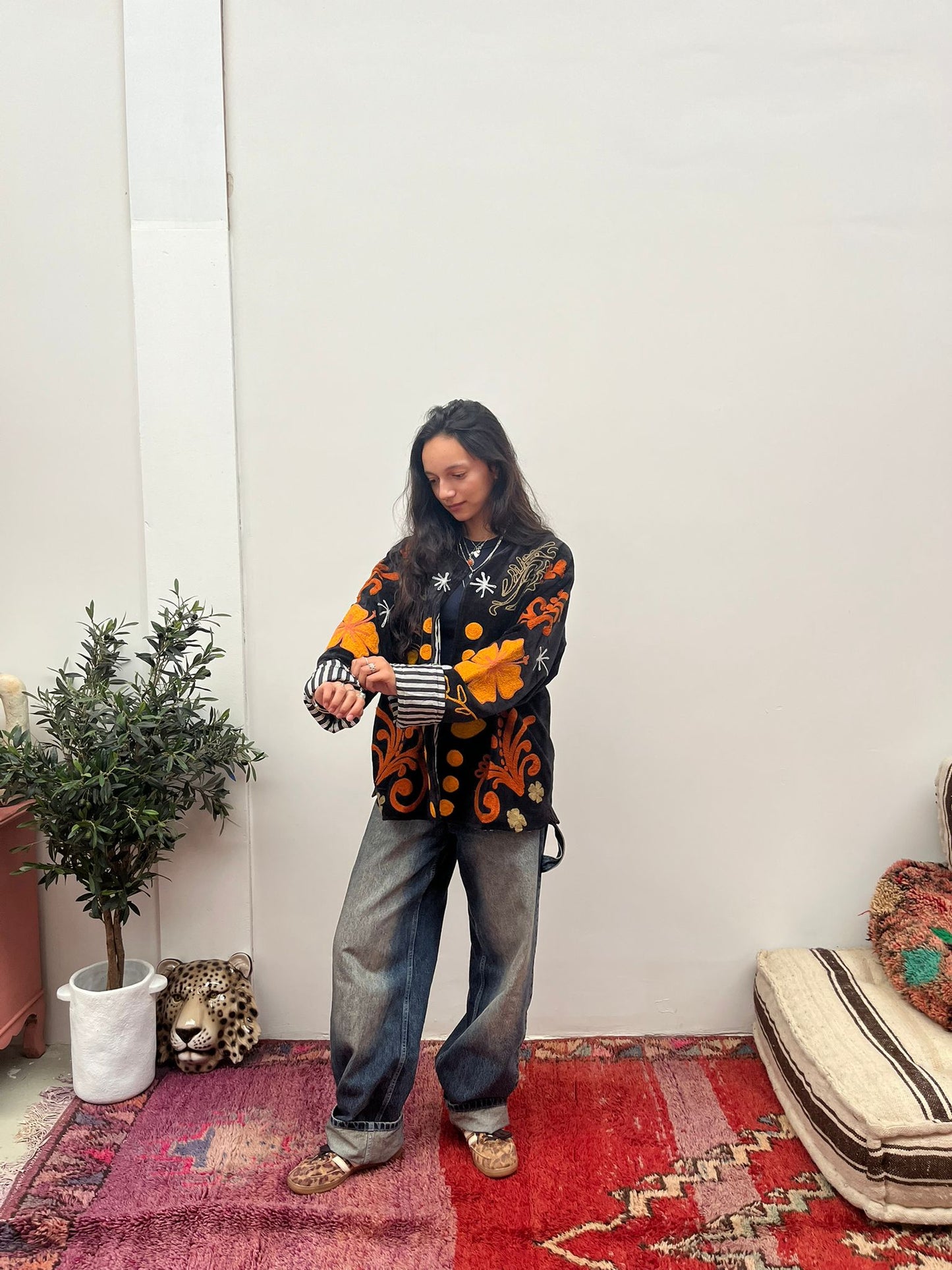 Velvet Jacket black orange yellow