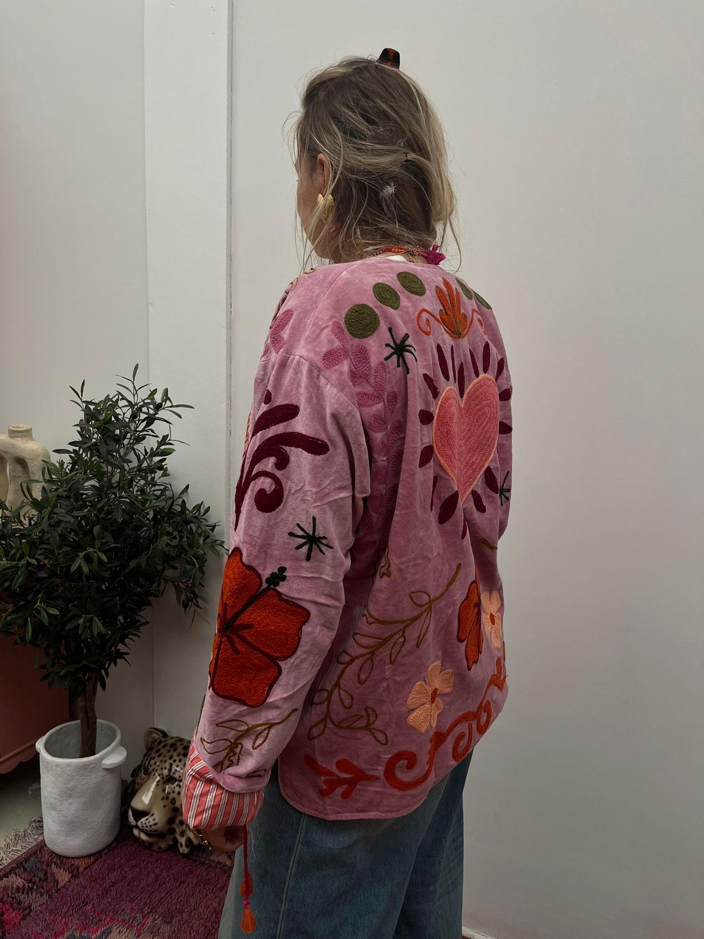 Velvet Jacket heart Pink