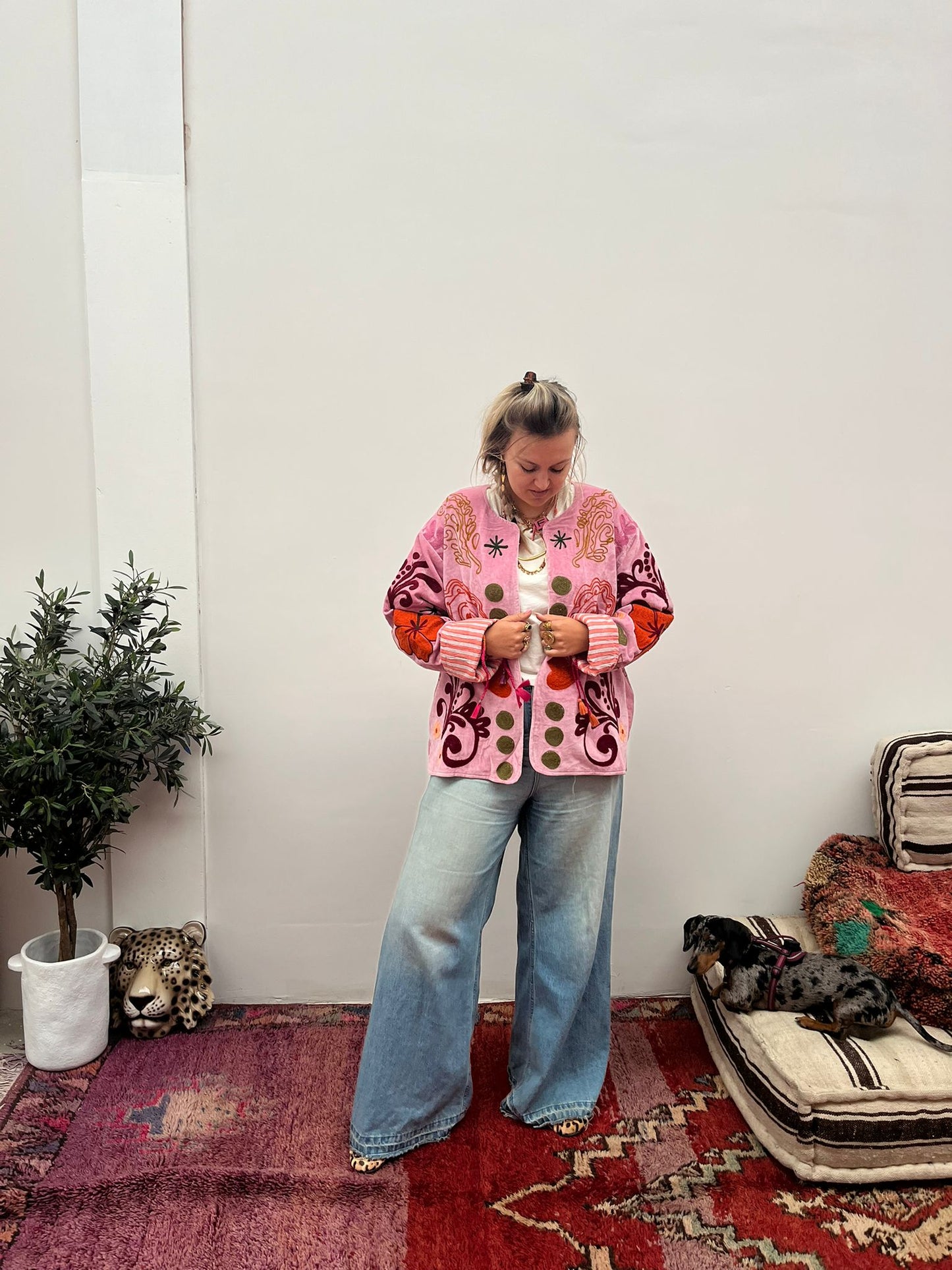 Velvet Jacket heart Pink