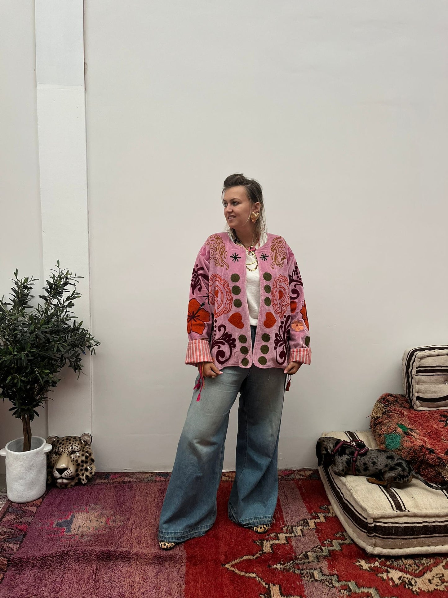 Velvet Jacket heart Pink