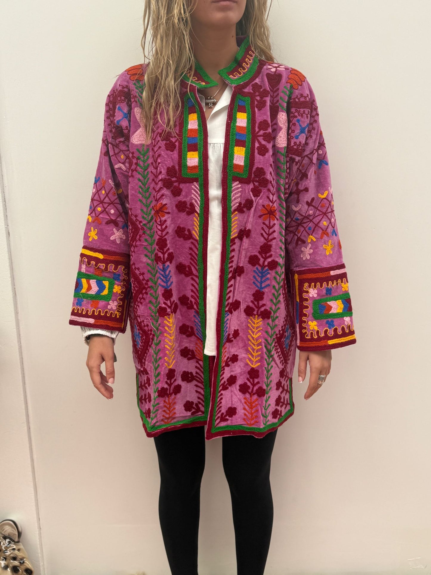 Medium Long cotton Embroidery jas colorful