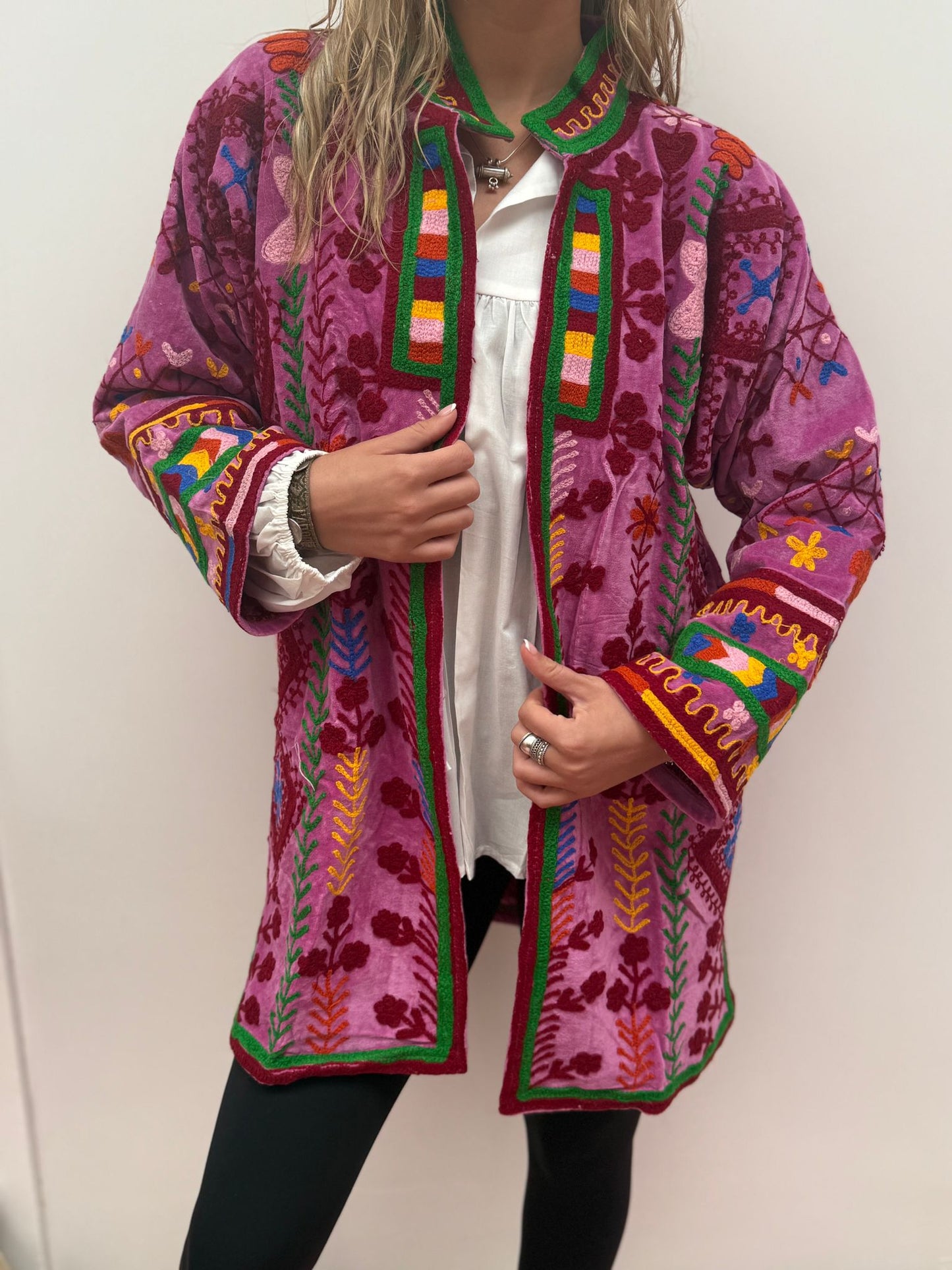 Medium Long cotton Embroidery jas colorful
