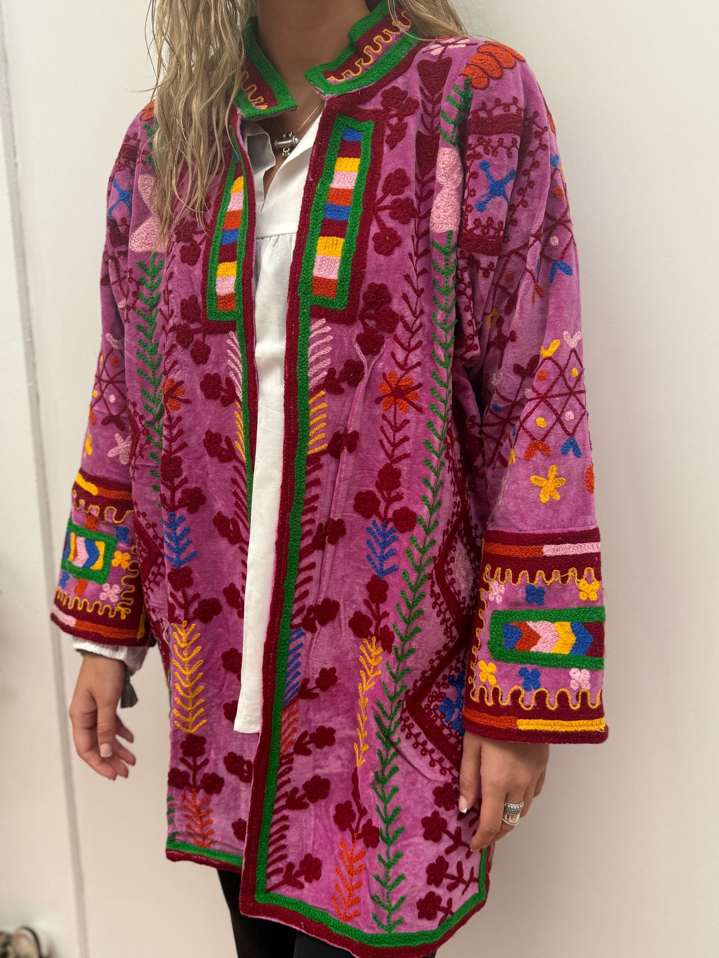 Medium Long cotton Embroidery jas colorful