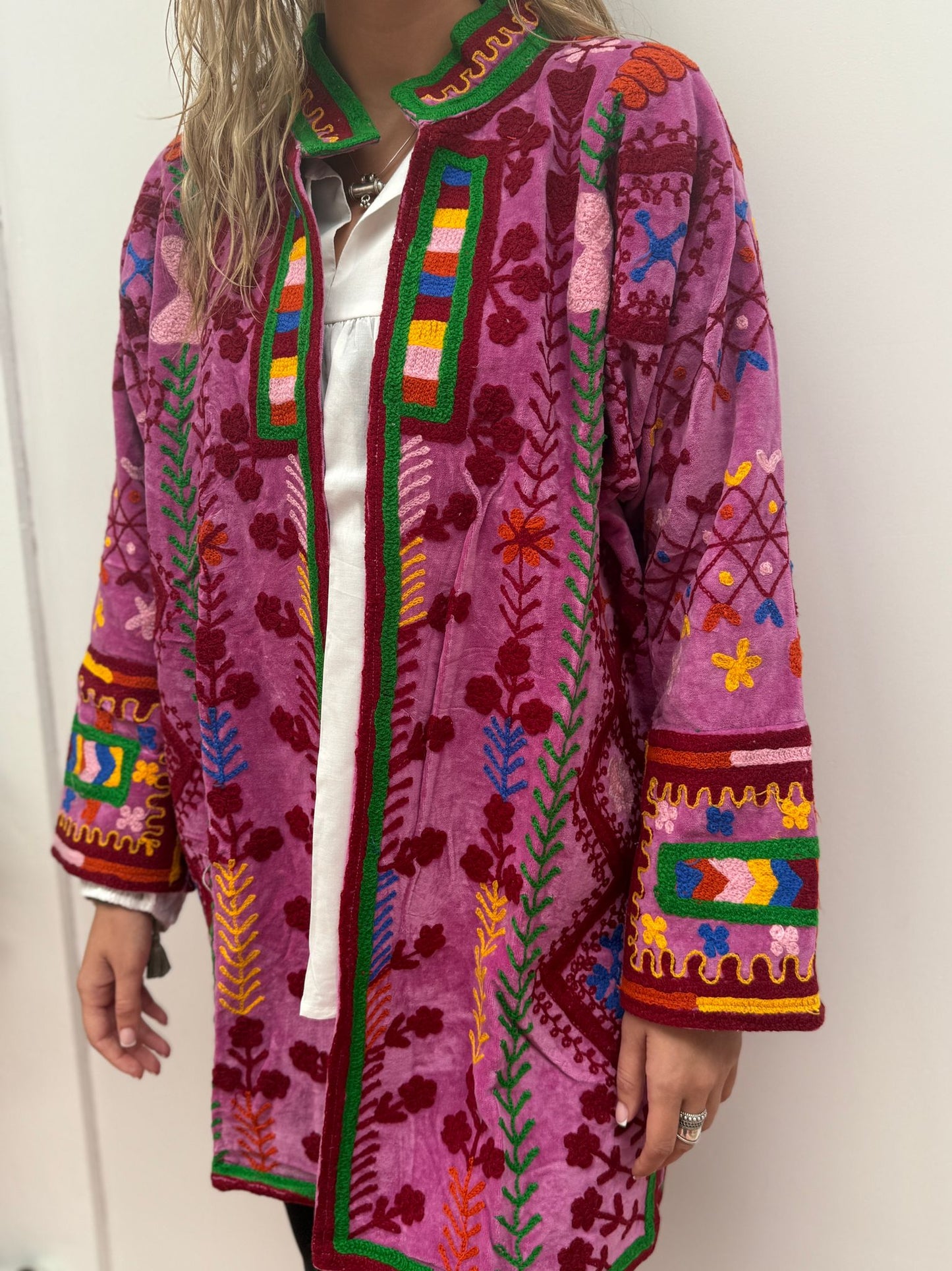 Medium Long cotton Embroidery jas colorful