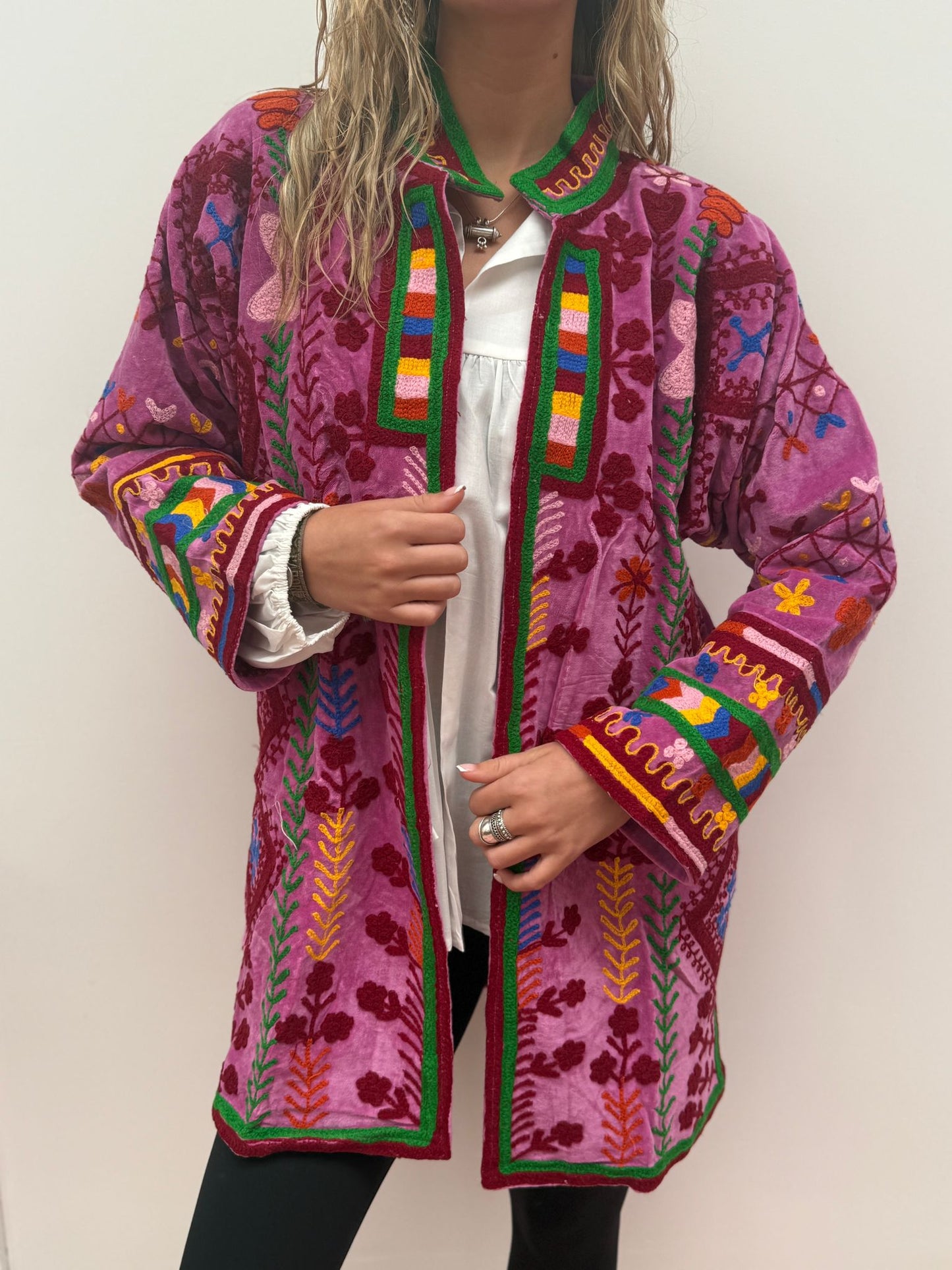 Medium Long cotton Embroidery jas colorful