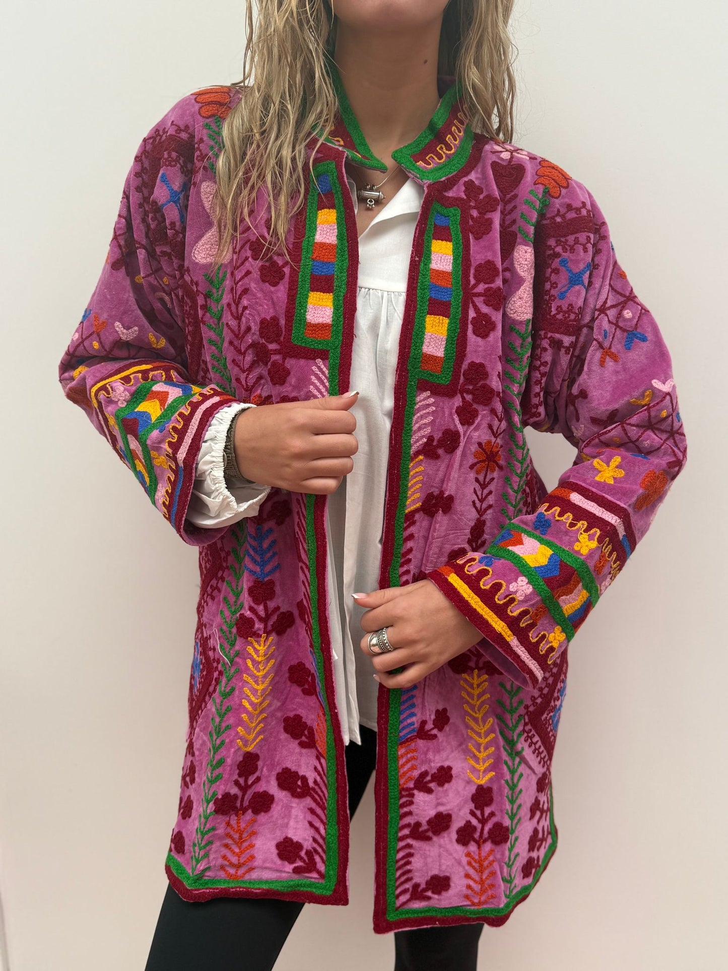 Medium Long cotton Embroidery jas colorful