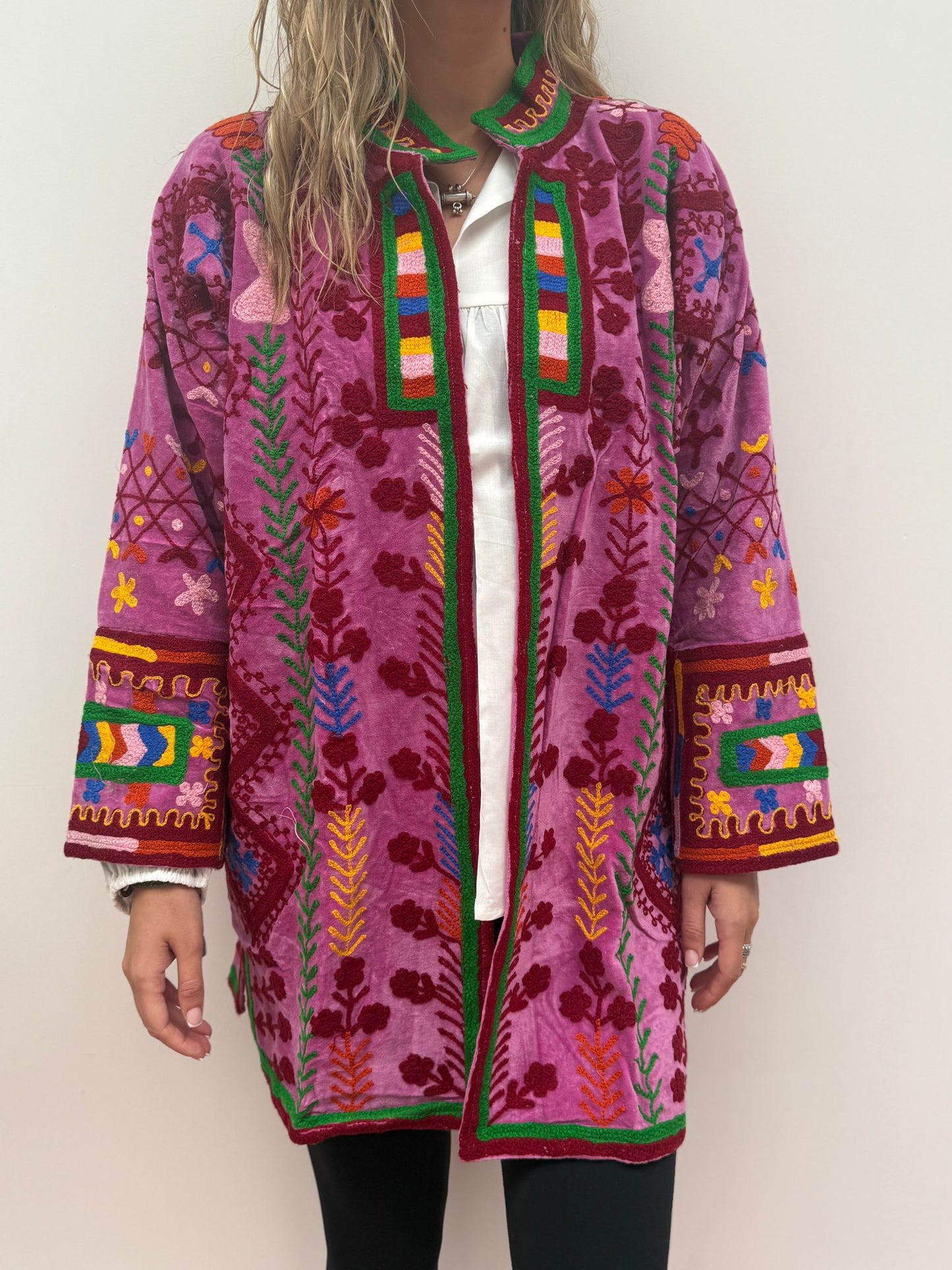 Medium Long cotton Embroidery jas colorful