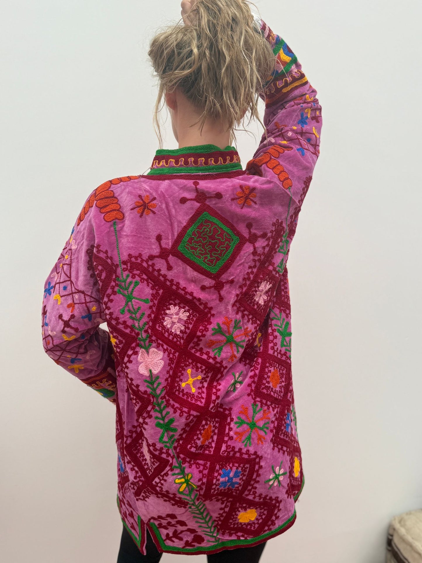 Medium Long cotton Embroidery jas colorful