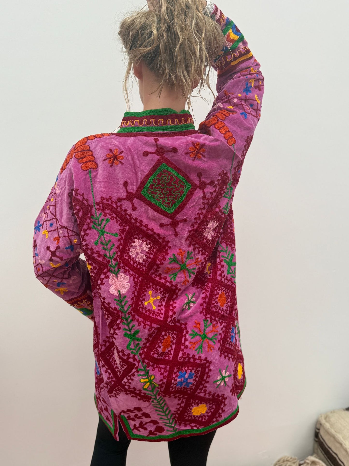 Medium Long cotton Embroidery jas colorful