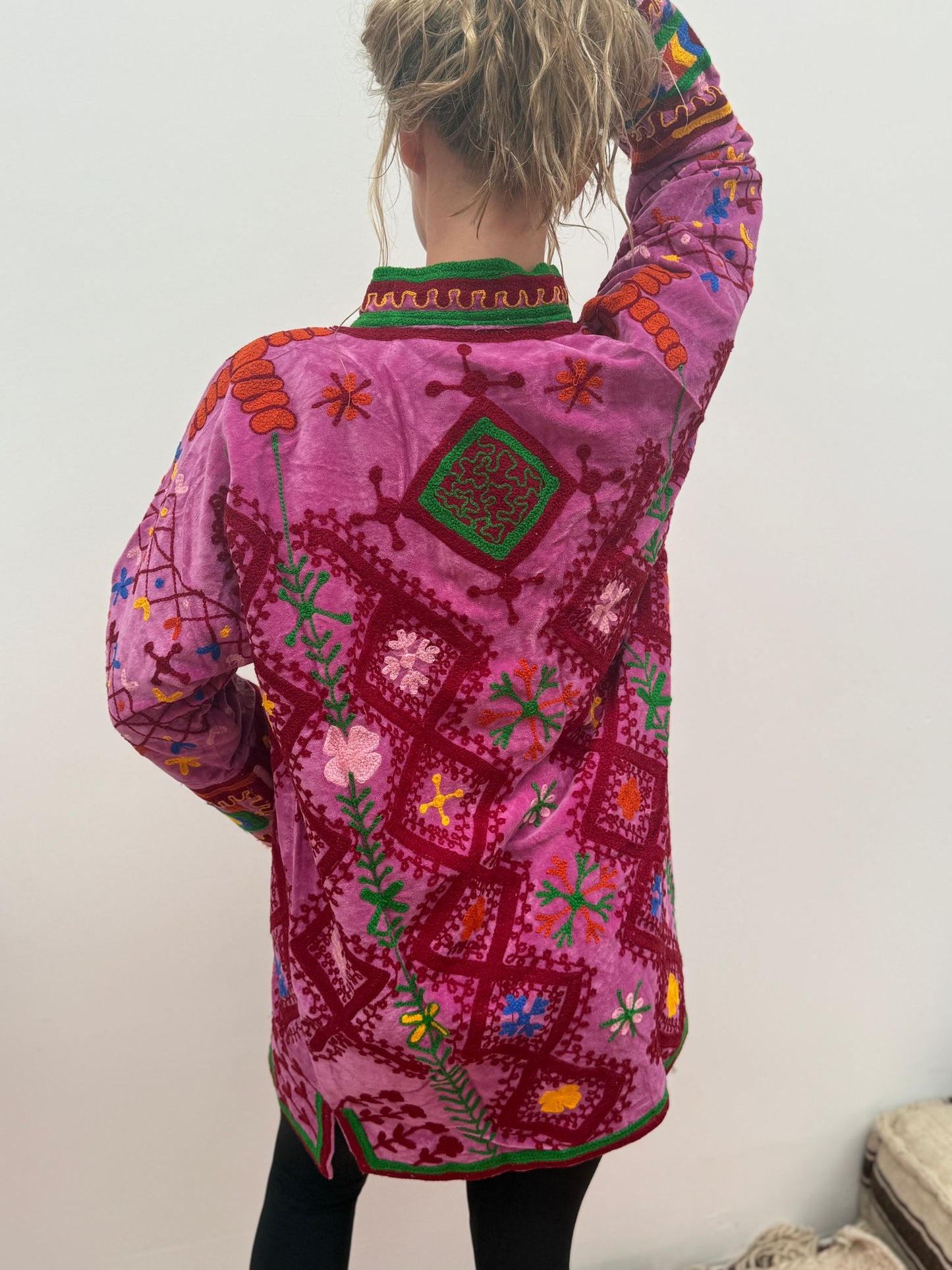 Medium Long cotton Embroidery jas colorful