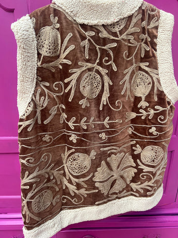 Velvet gilet teddy brown