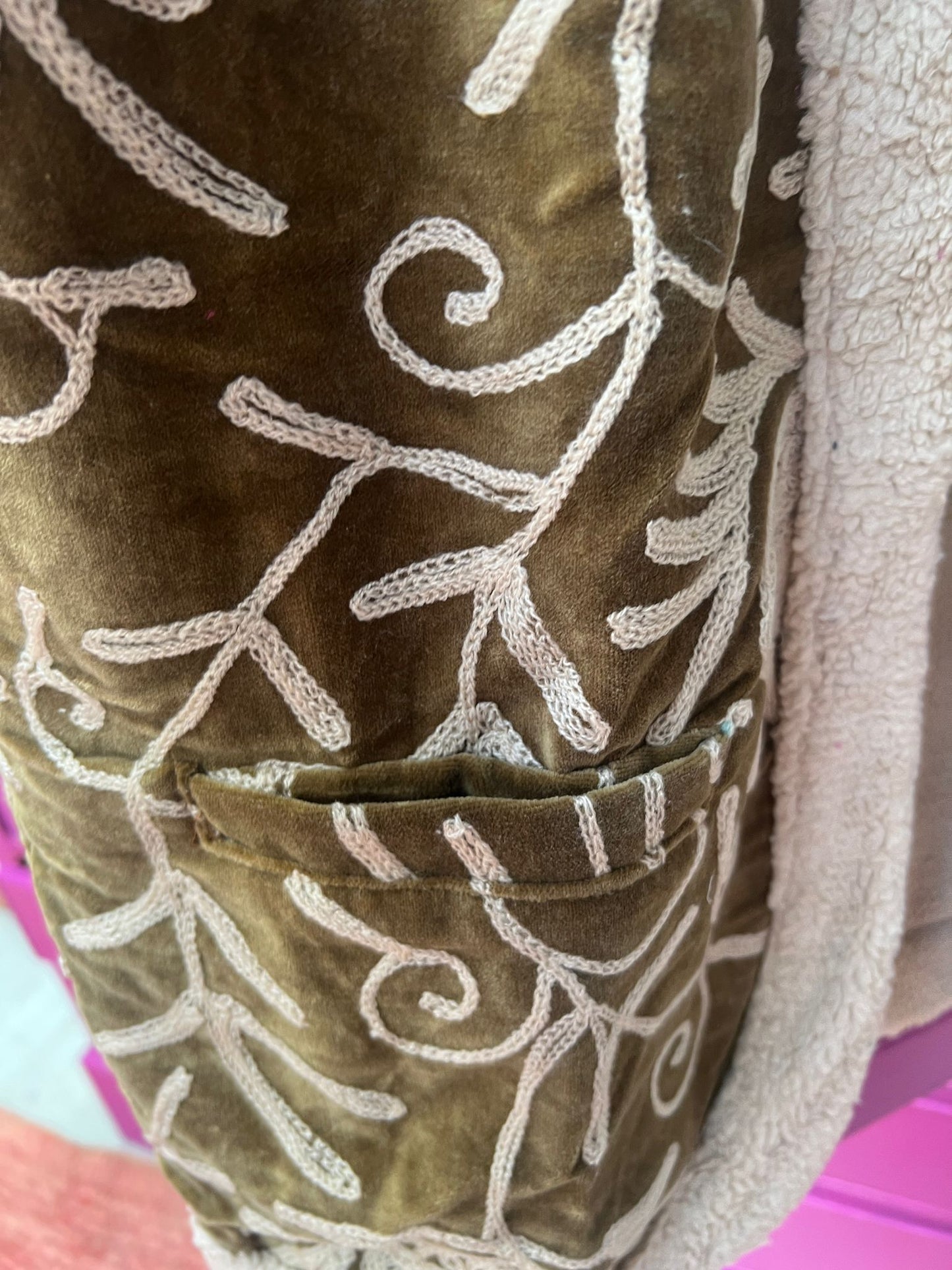 Velvet gilet teddy khaki