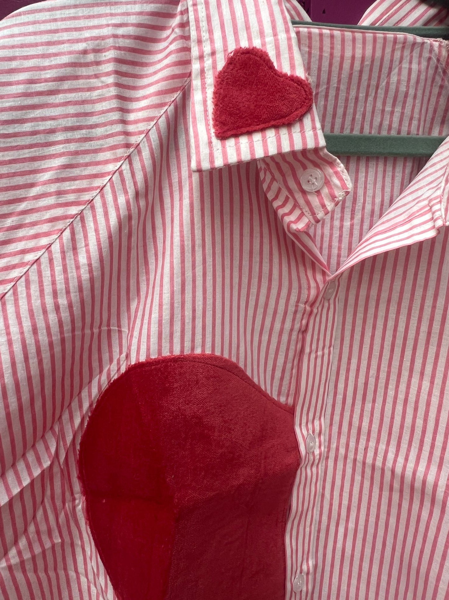 Blouse heart velvet pink