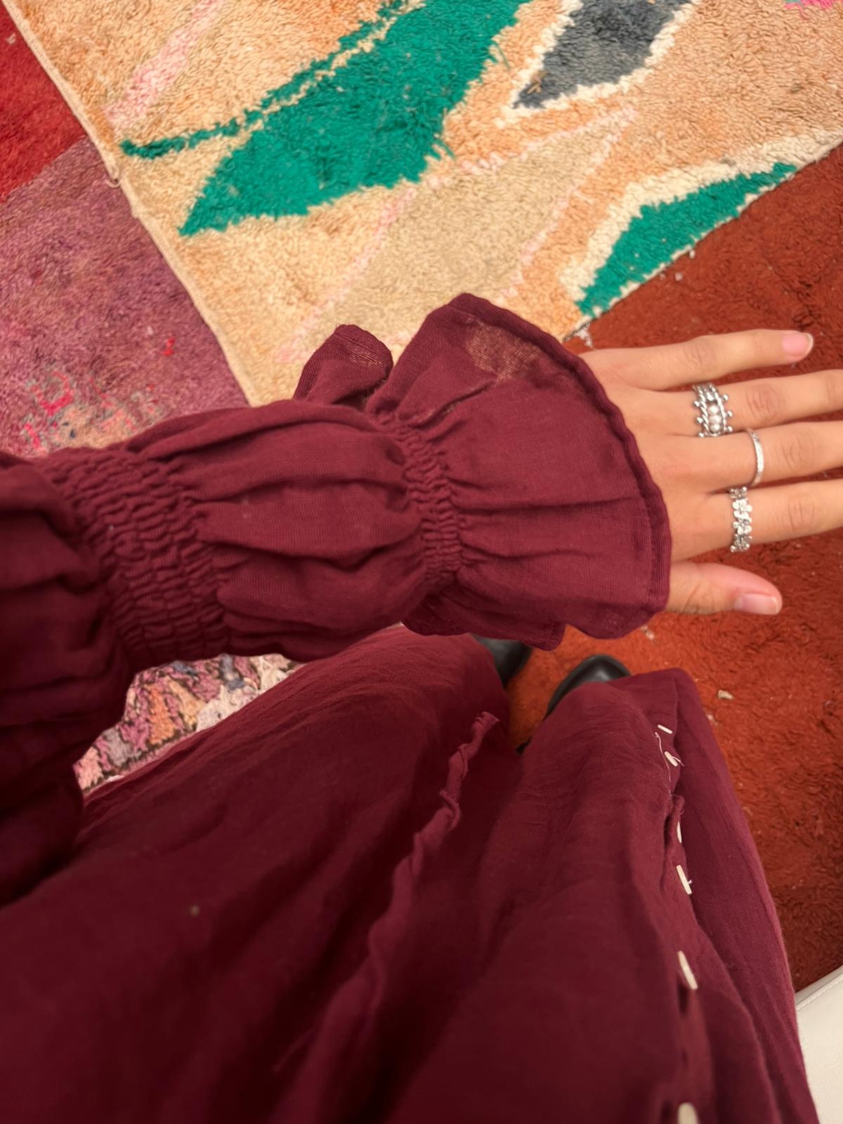 Cotton jurk bordeaux maxi