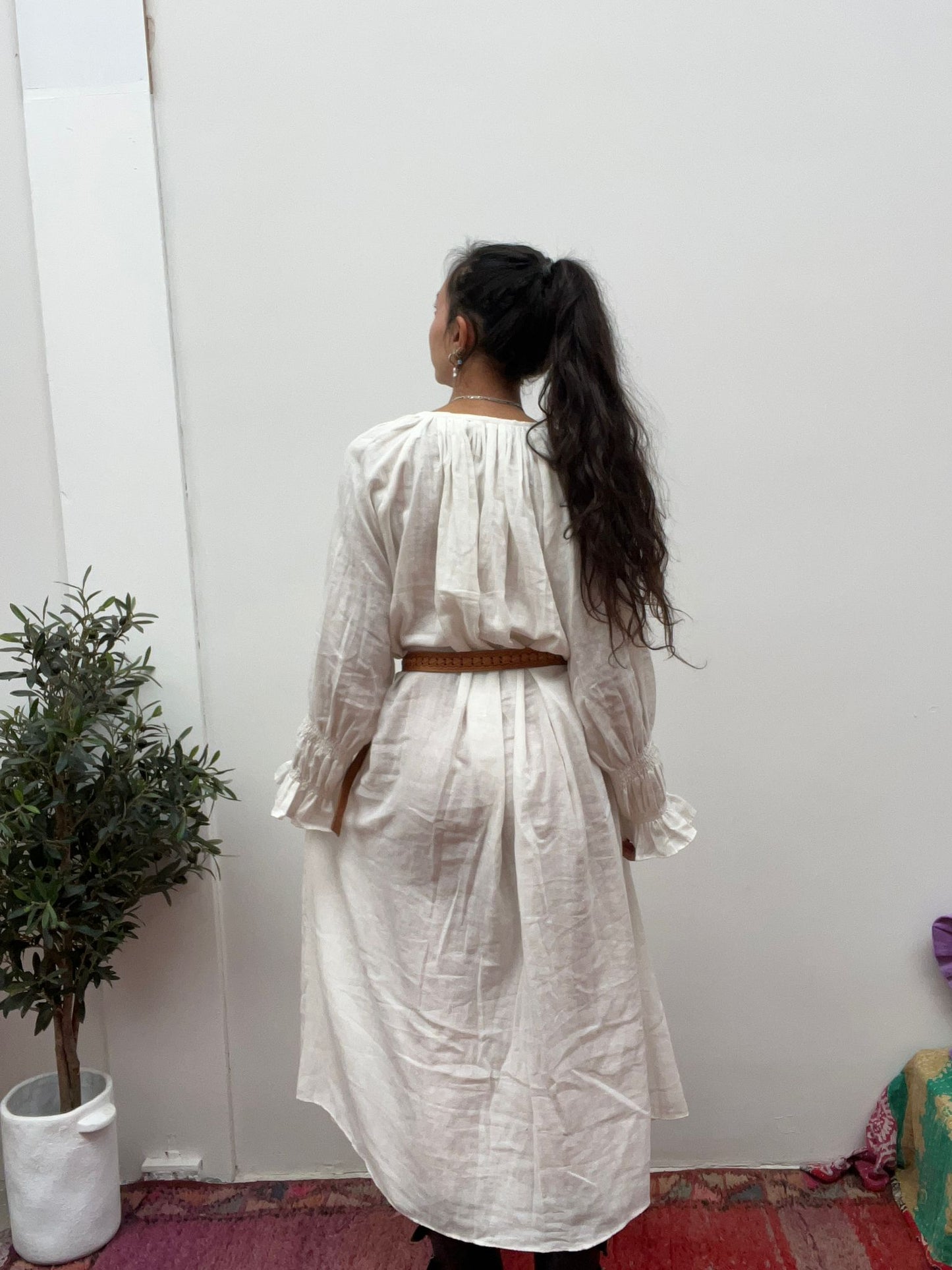 Cotton jurk off white maxi