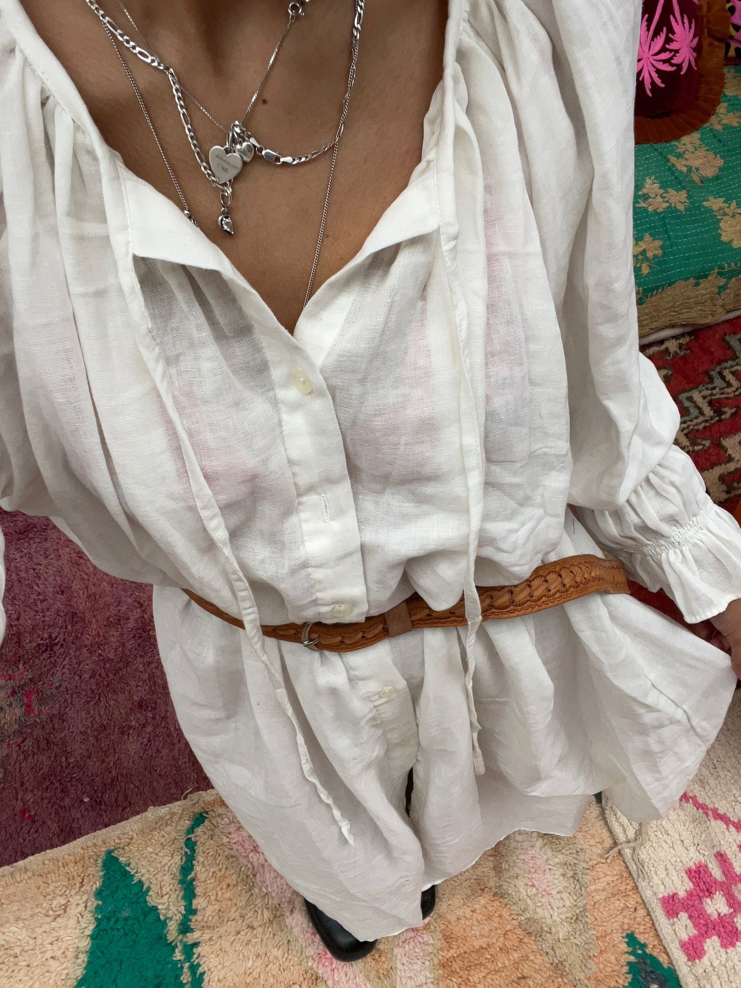 Cotton jurk off white maxi