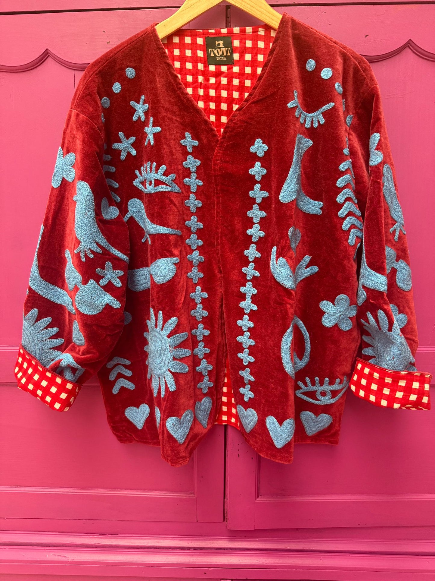 Velvet Jacket DREAM rood blauw