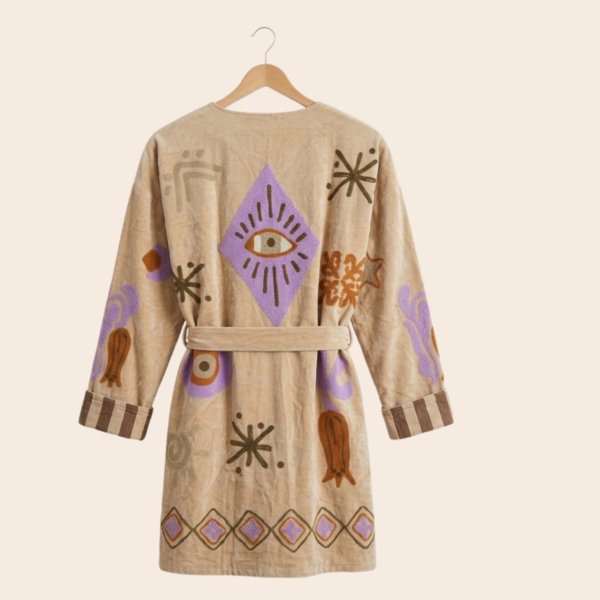 TOUT - Velvet Kimono medium long Beige