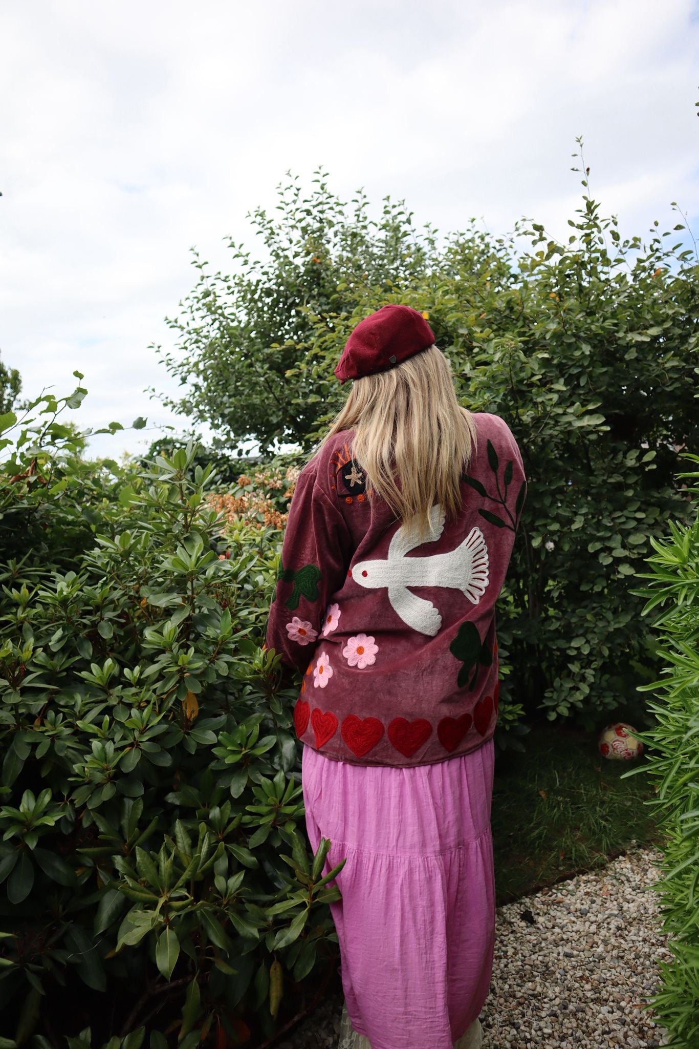 Velvet embroidery jacket birds purple PRE ORDER