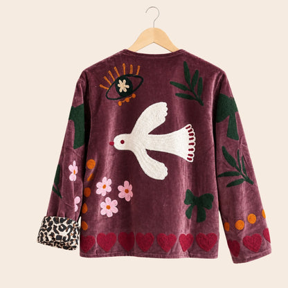 TOUT - Birds Jacket Velvet Aubergine