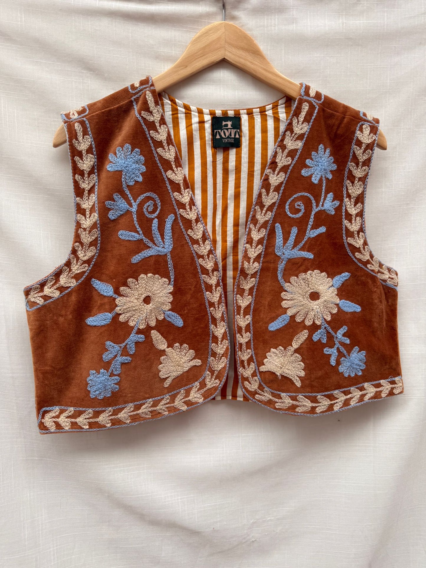 TOUT - Suzani velvet  Gilet bruin blauw