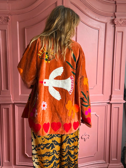 TOUT - Birds Jacket Velvet Roest